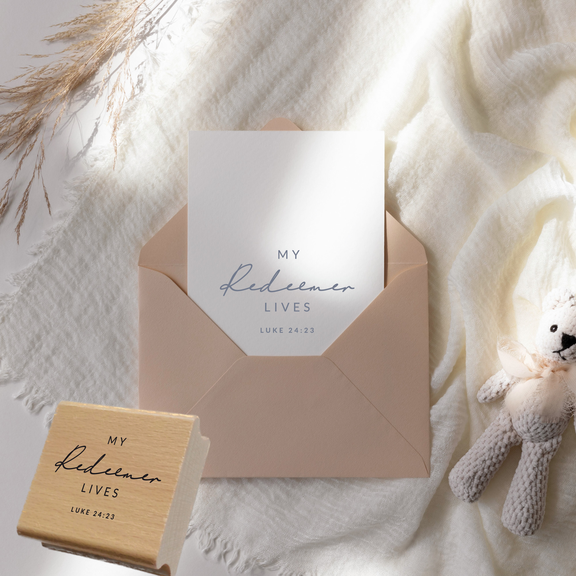 Stempel My Redeemer Lives • Lukas 24:23 Christlicher Hoffnungstempel