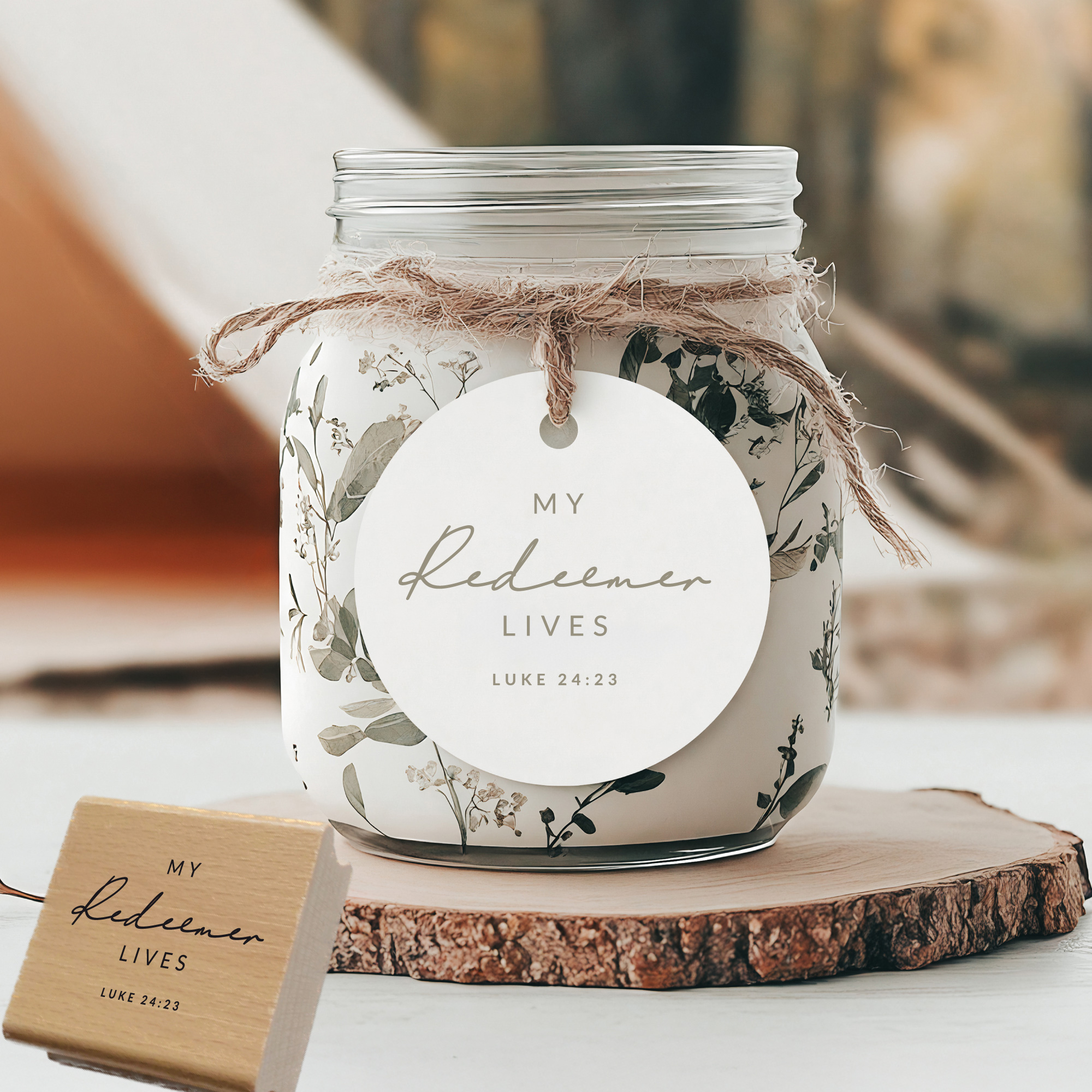 Stempel My Redeemer Lives • Lukas 24:23 Christlicher Hoffnungstempel