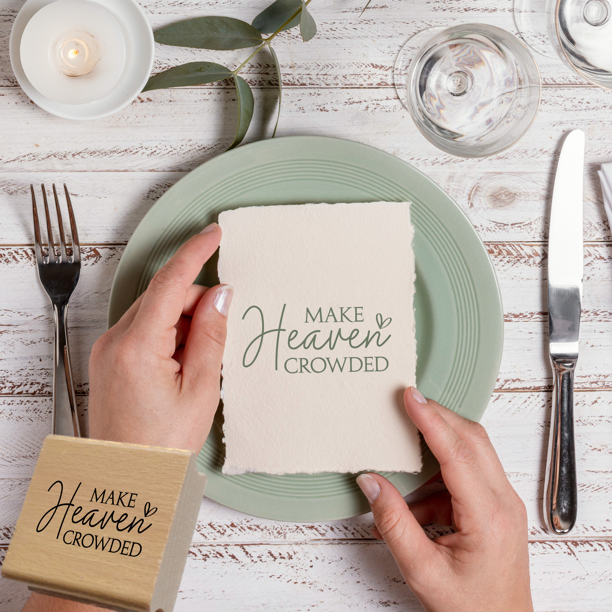 Stempel Make Heaven Crowded • Christlicher Motivstempel mit Herz