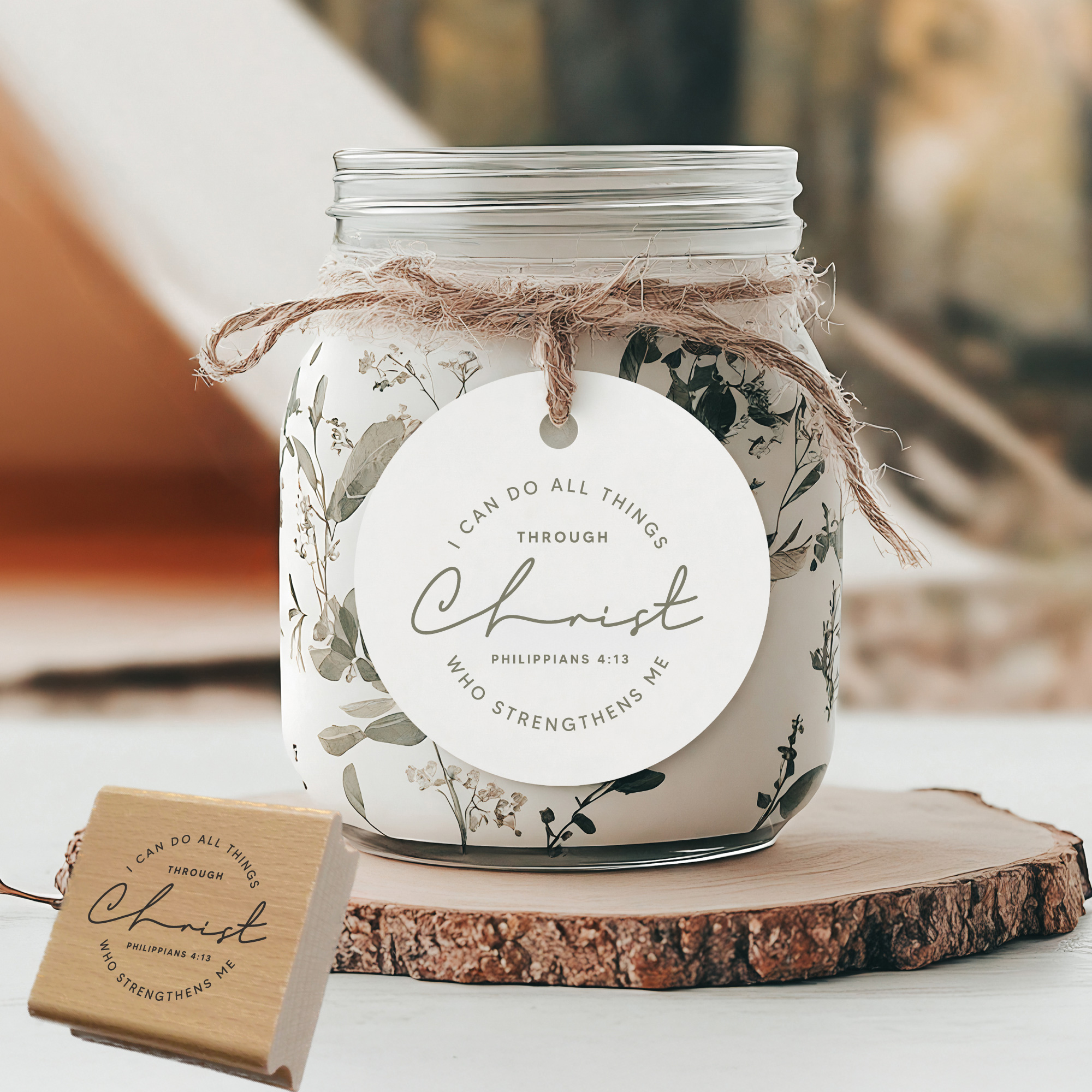 Stempel Philipper 4,13 • "I can do all things through Christ" Christlicher Mutmacher Holzstempel