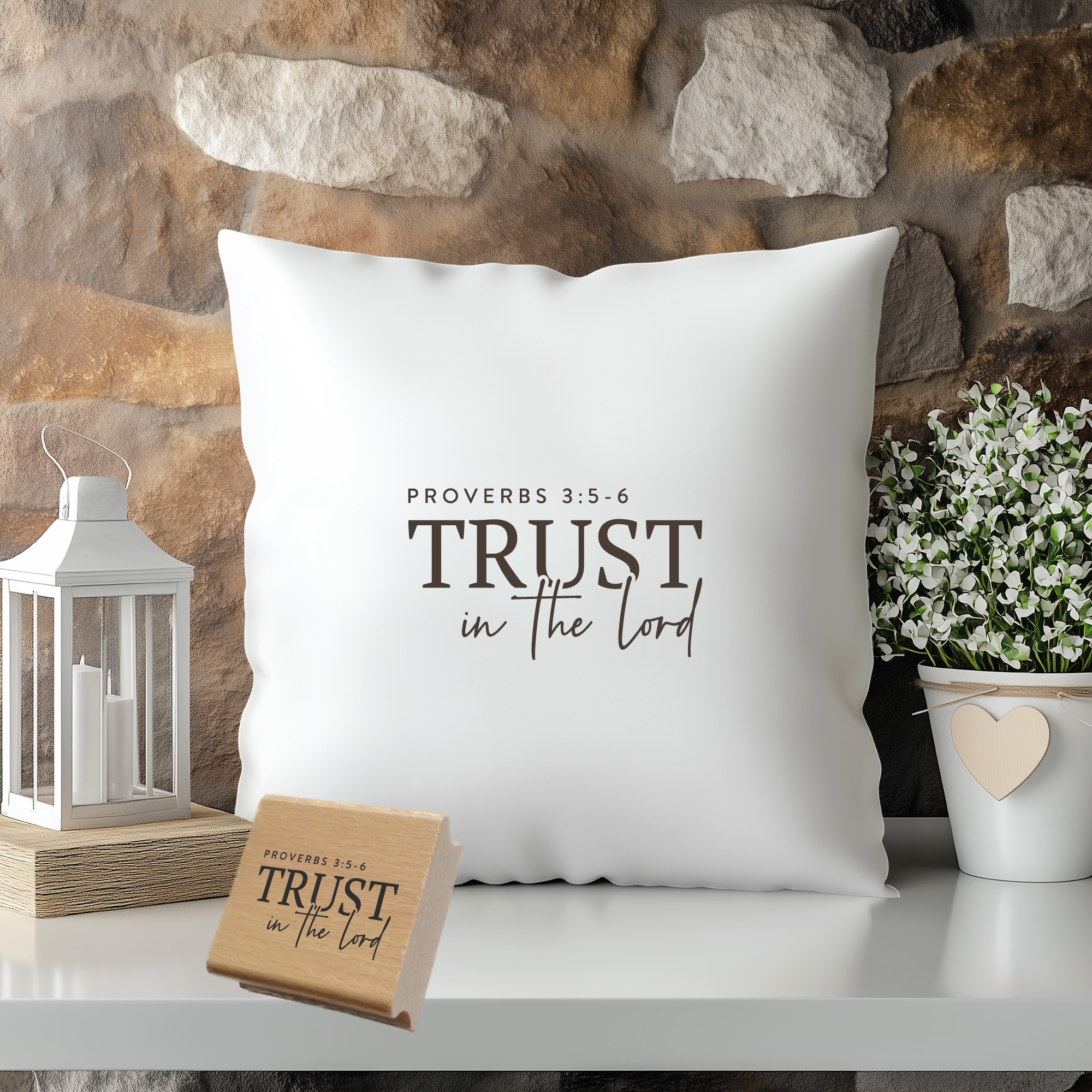 Stempel Trust in the Lord • Sprüche 3:5-6 Minimalistischer Bibelvers-Stempel