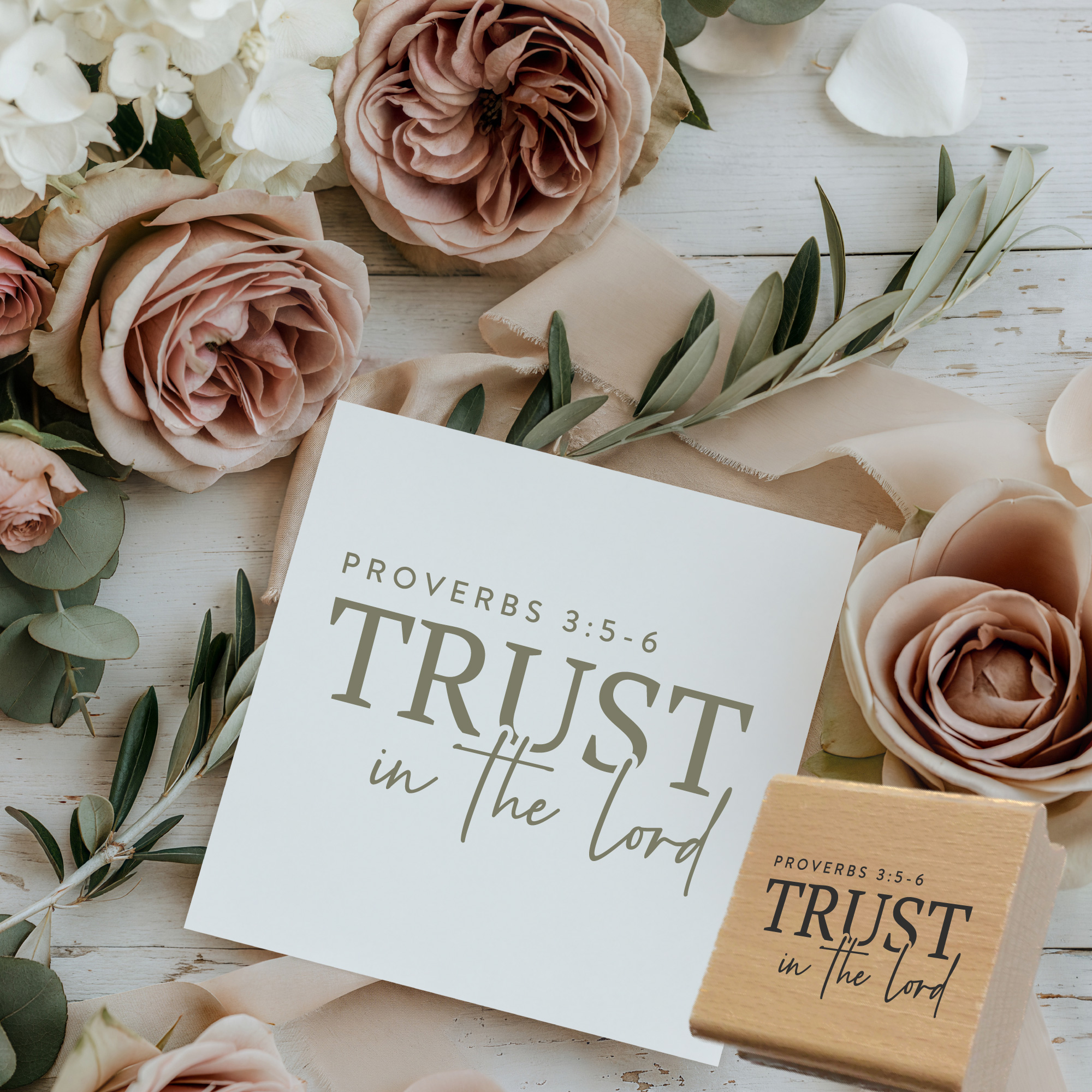 Stempel Trust in the Lord • Sprüche 3:5-6 Minimalistischer Bibelvers-Stempel