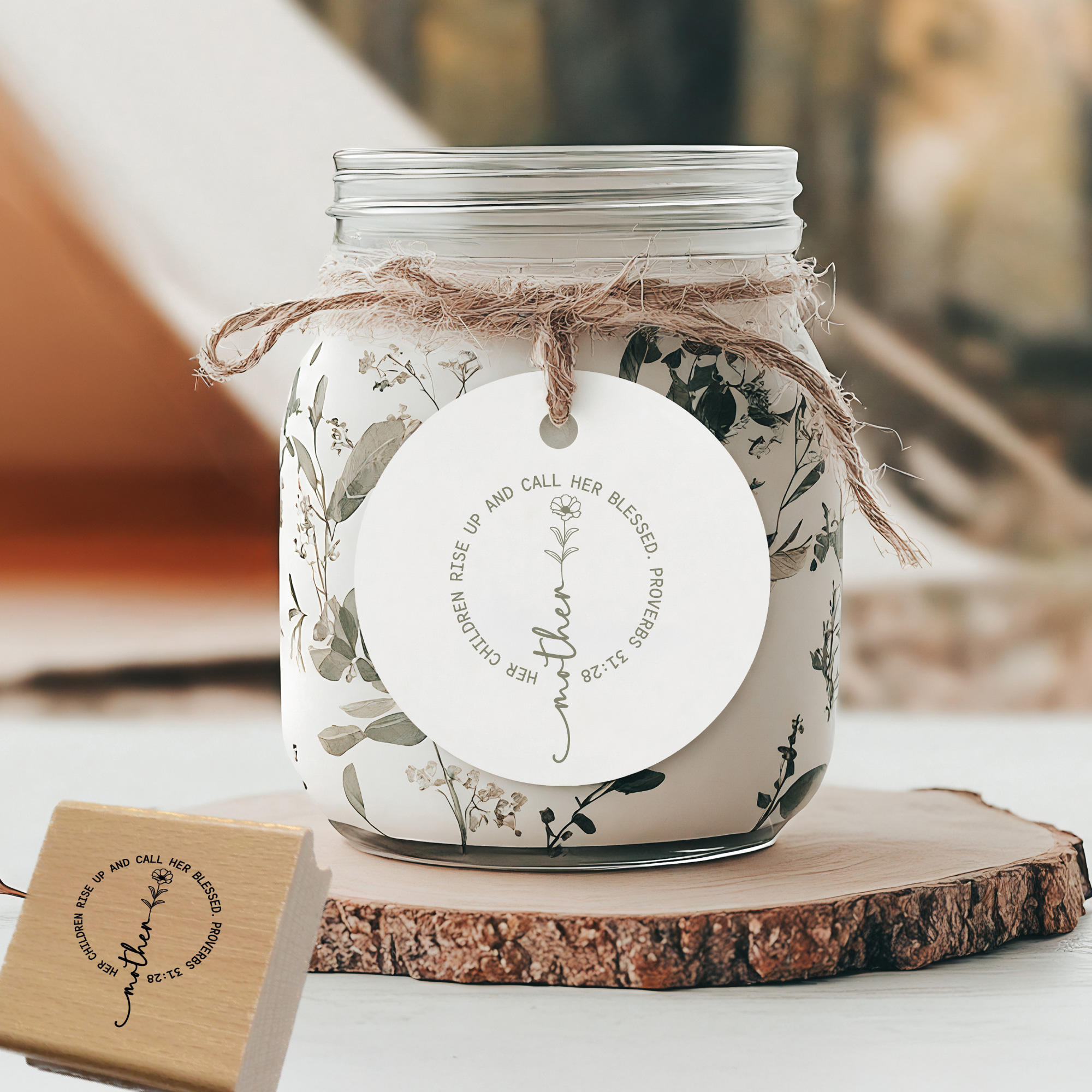 Stempel Sprüche 31:28 • "Her children call her blessed" Christlicher Muttertagsstempel