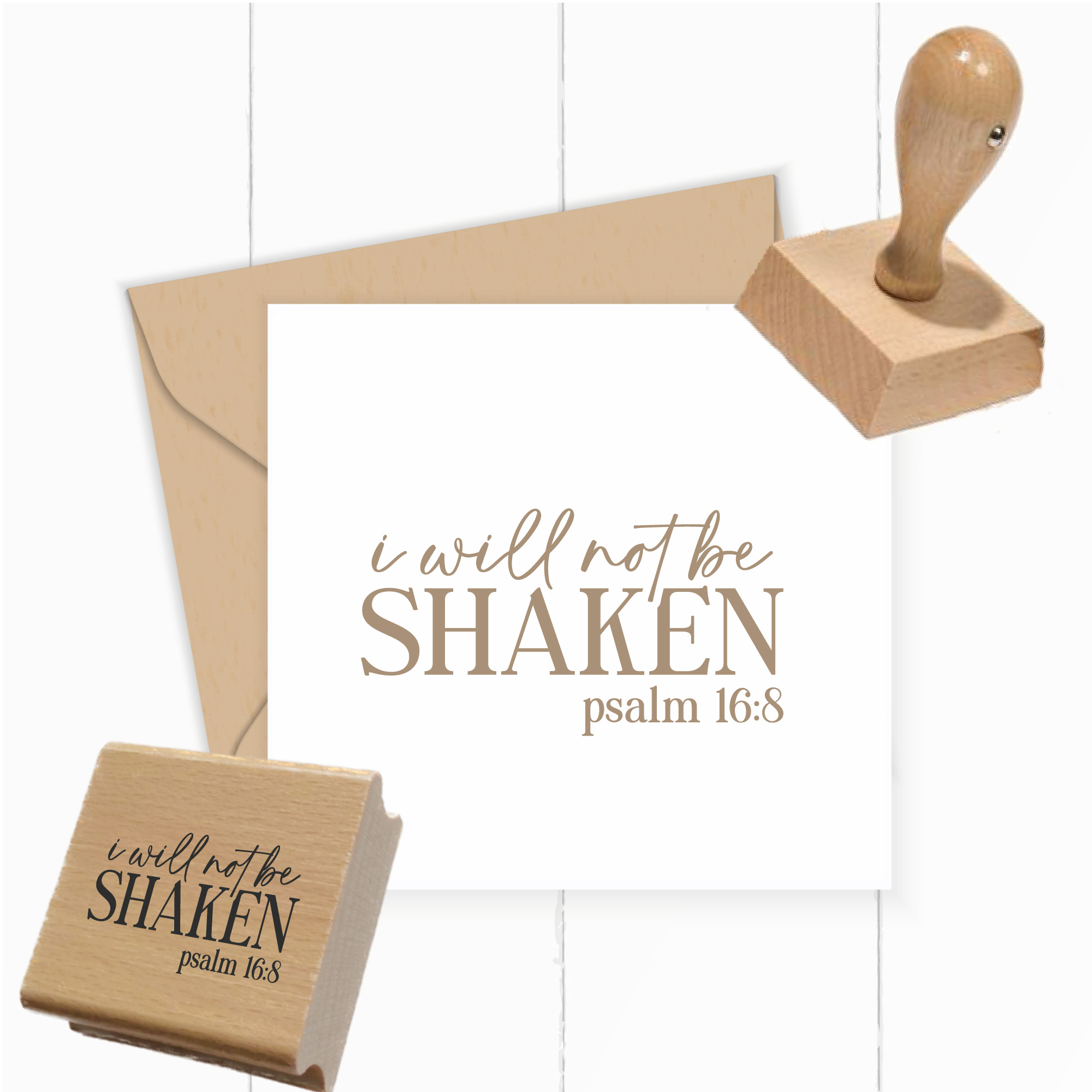 Stempel Psalm 16:8 • I will not be shaken Christlicher Kraftstempel