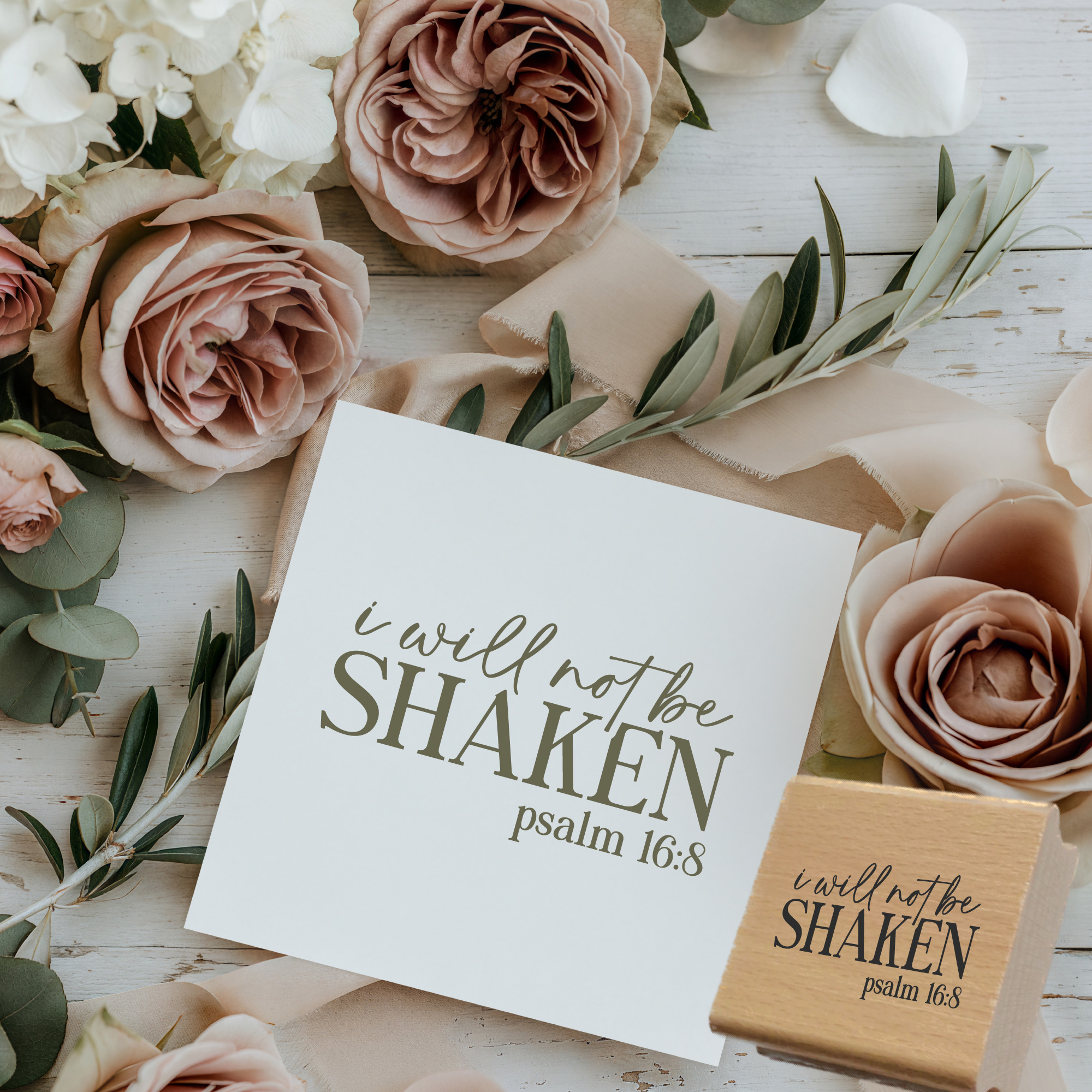 Stempel Psalm 16:8 • I will not be shaken Christlicher Kraftstempel