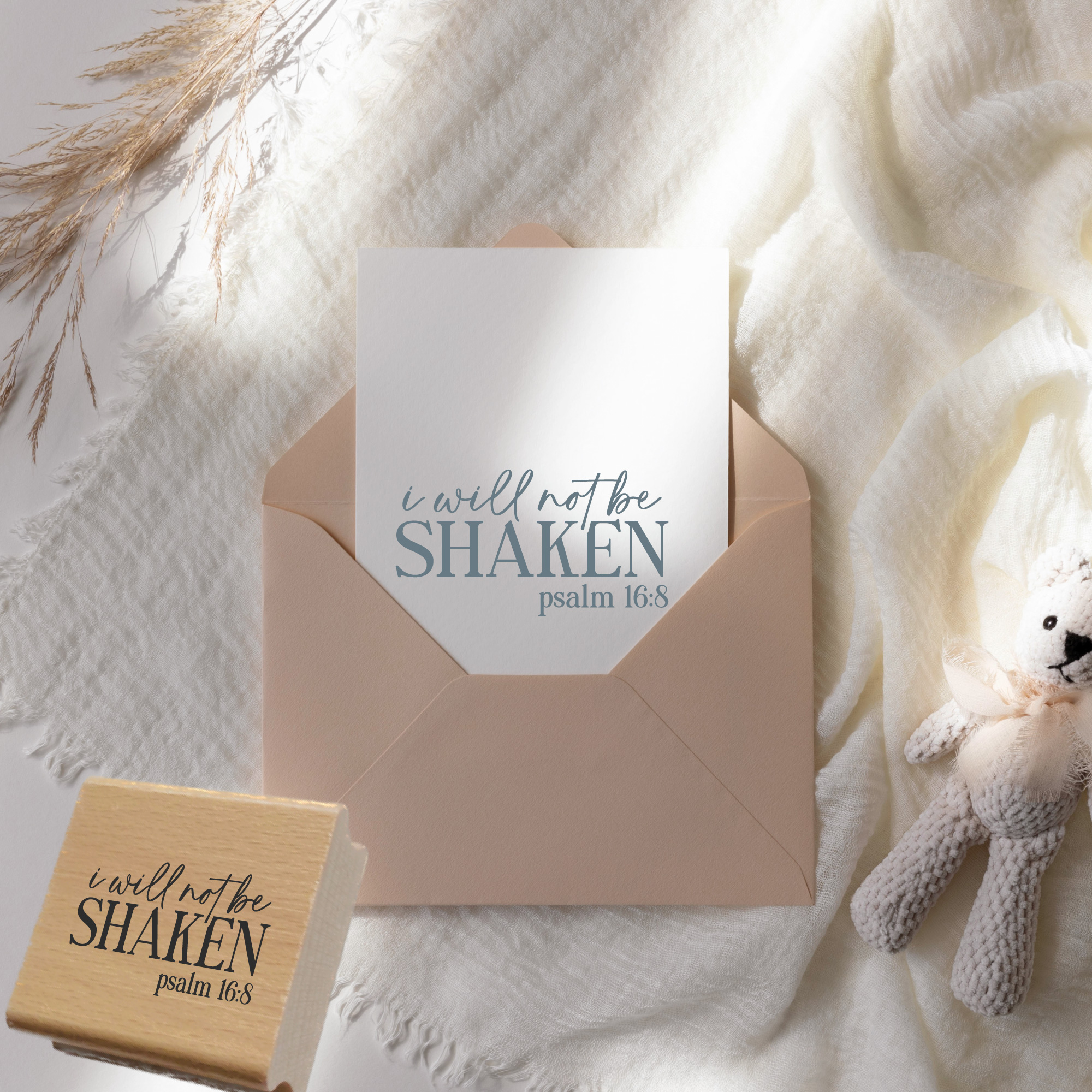 Stempel Psalm 16:8 • I will not be shaken Christlicher Kraftstempel