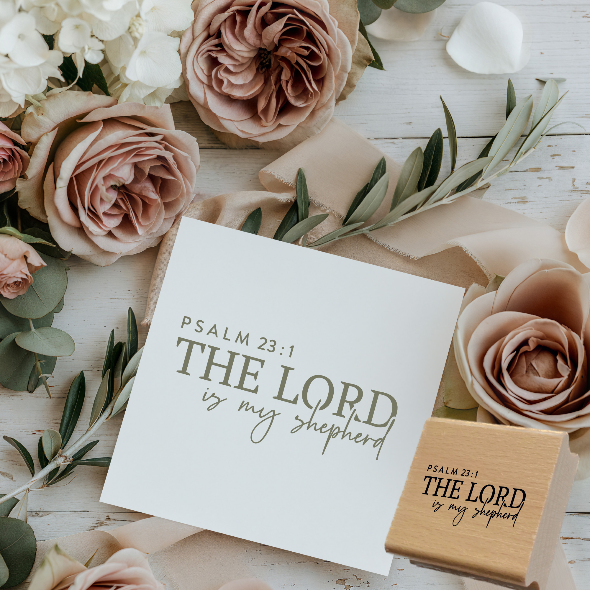 Stempel Psalm 23:1 • The Lord is my shepherd Christlicher Taufstempel & Babystempel