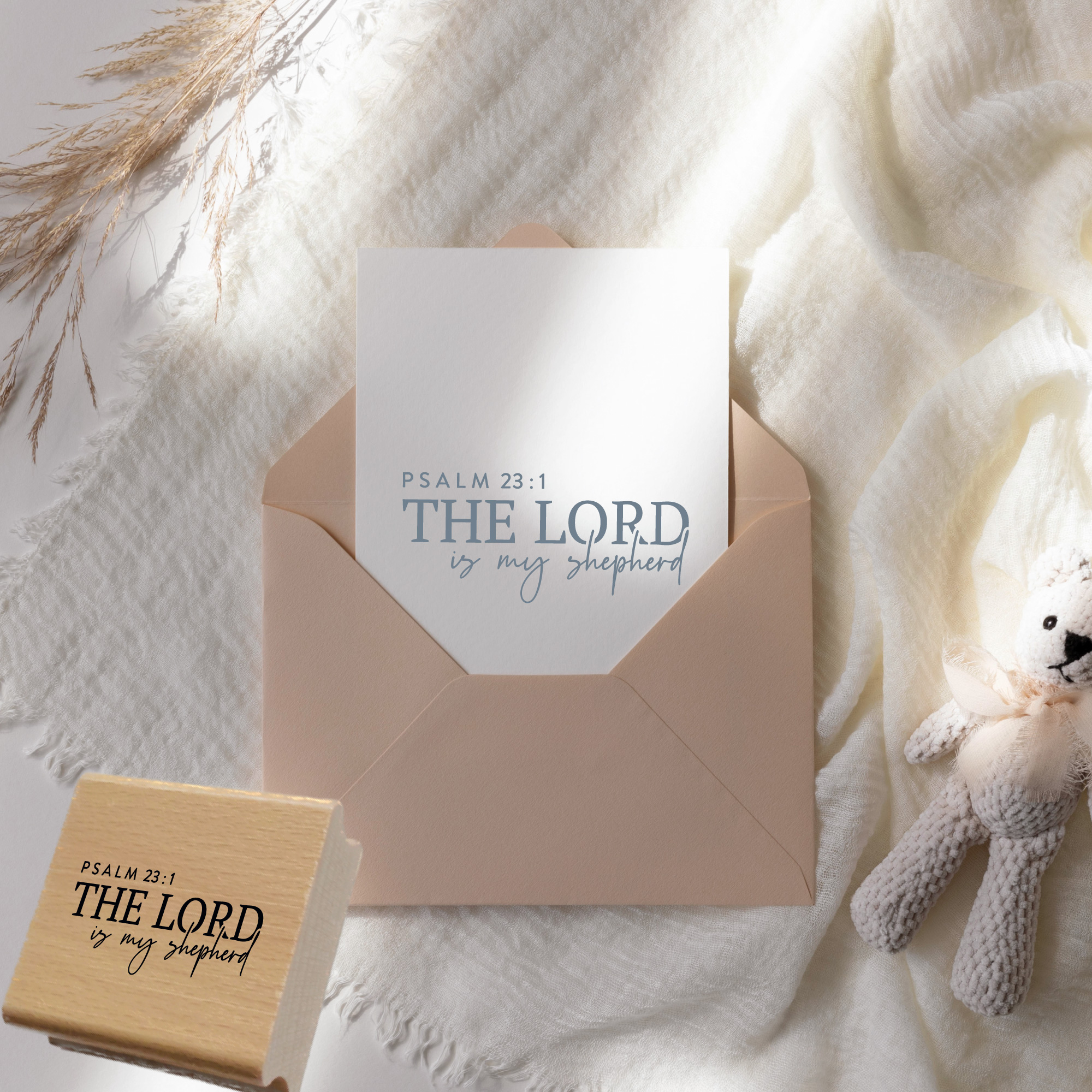 Stempel Psalm 23:1 • The Lord is my shepherd Christlicher Taufstempel & Babystempel