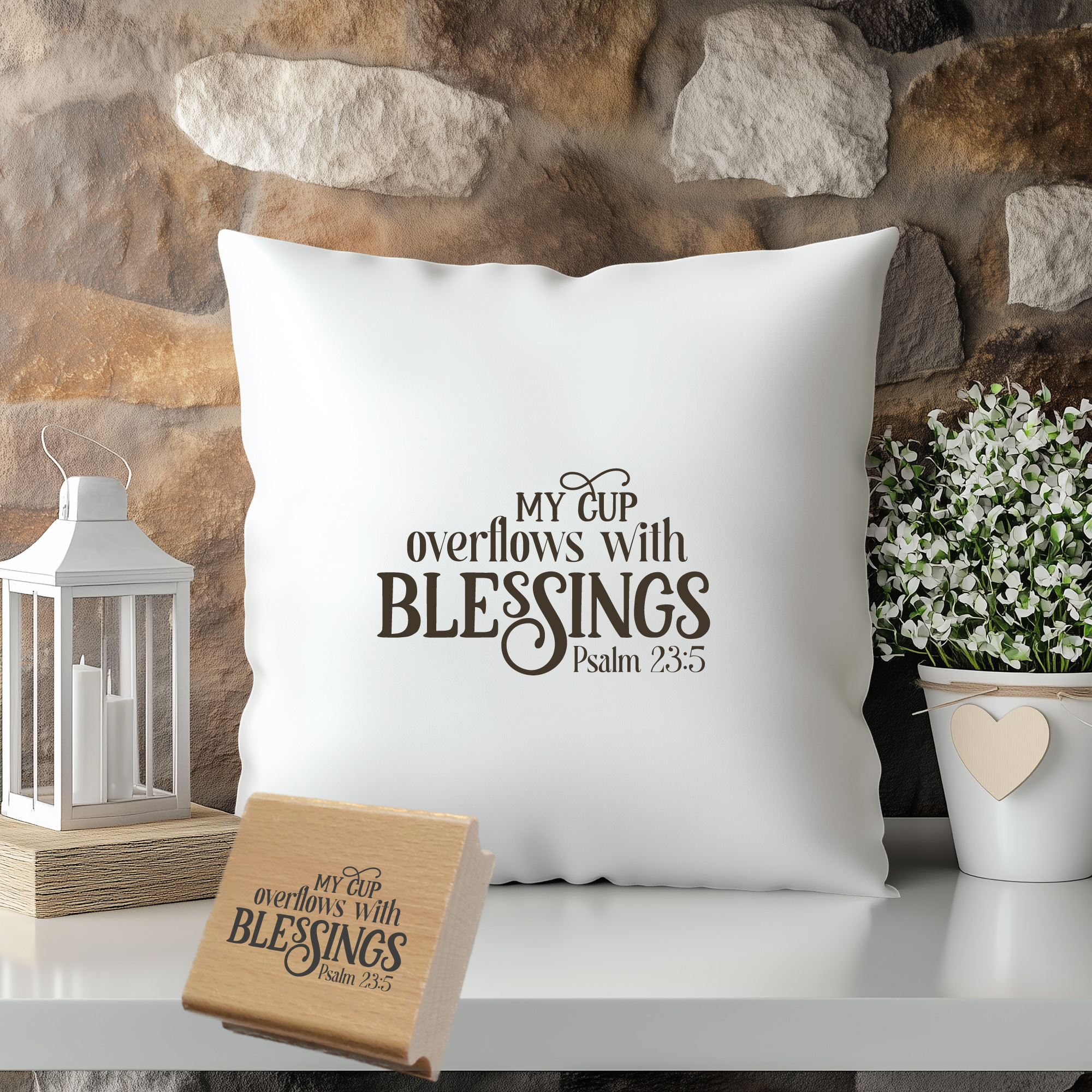 Stempel Psalm 23:5 • My cup overflows with blessings Christlicher Segen-Stempel
