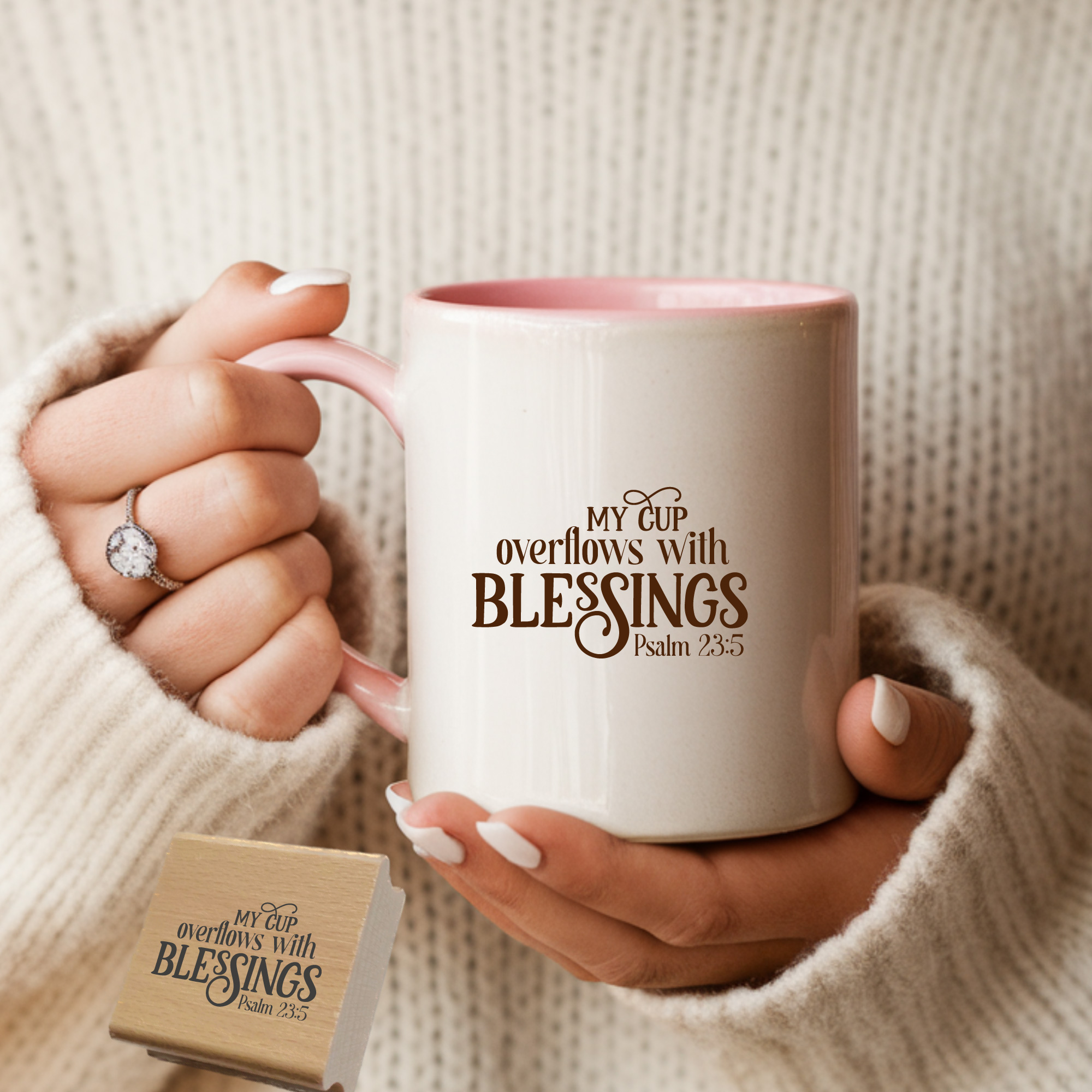 Stempel Psalm 23:5 • My cup overflows with blessings Christlicher Segen-Stempel