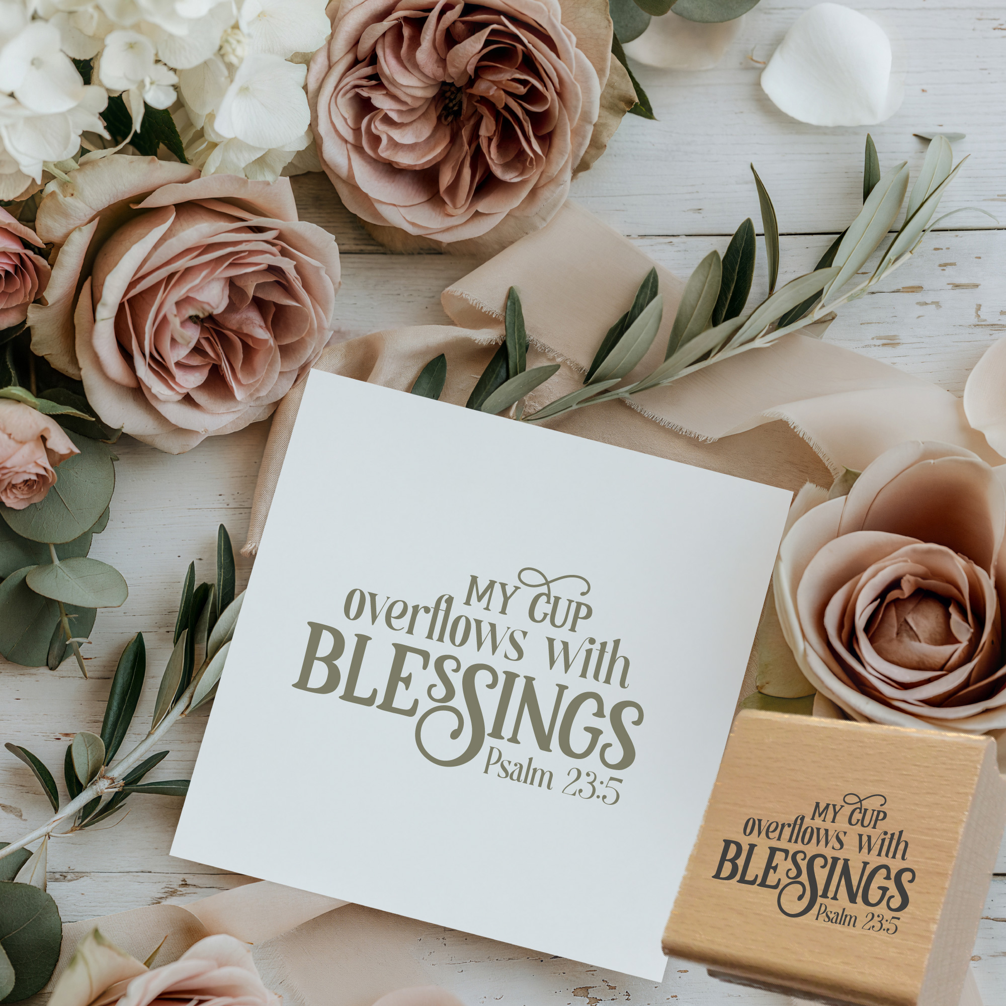Stempel Psalm 23:5 • My cup overflows with blessings Christlicher Segen-Stempel