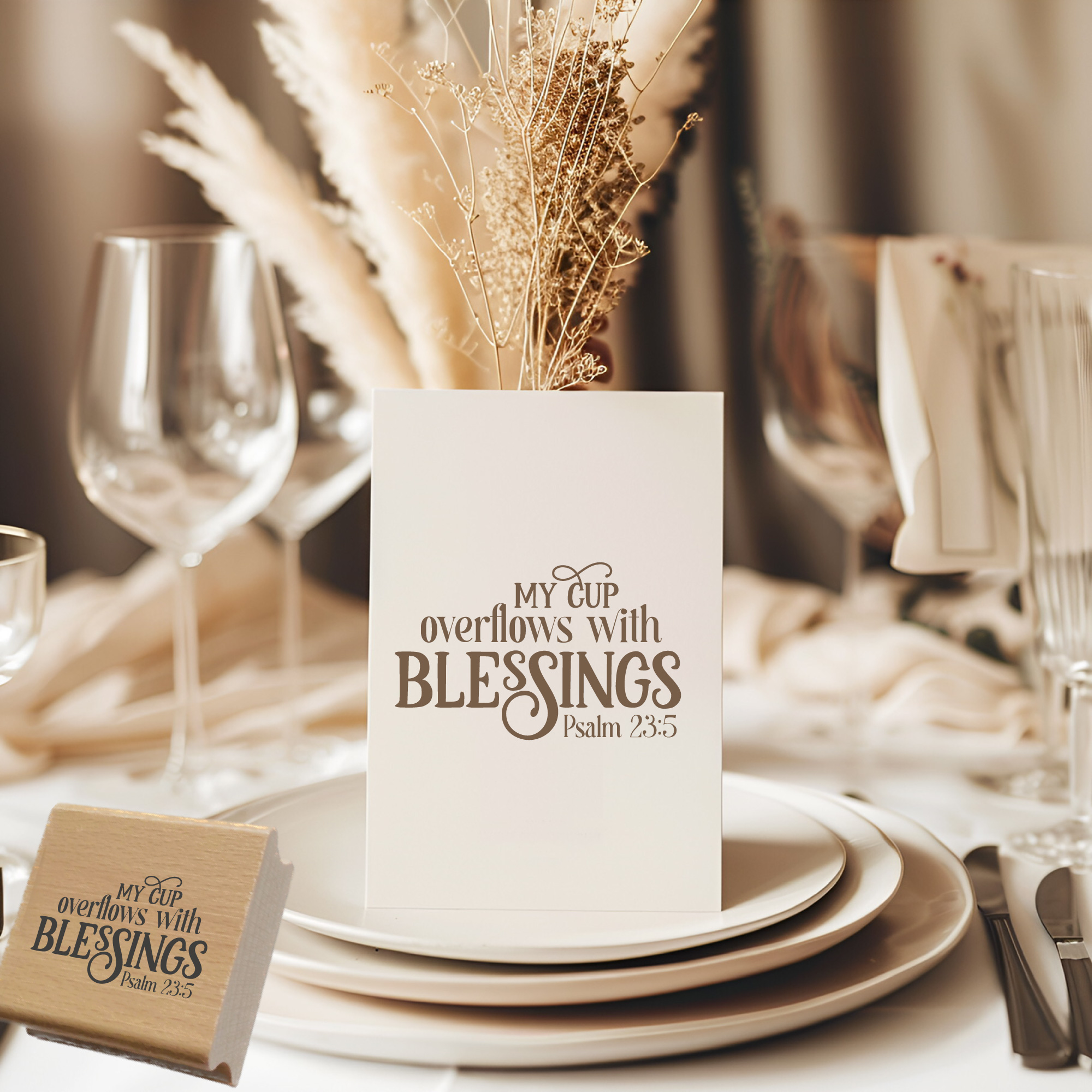 Stempel Psalm 23:5 • My cup overflows with blessings Christlicher Segen-Stempel