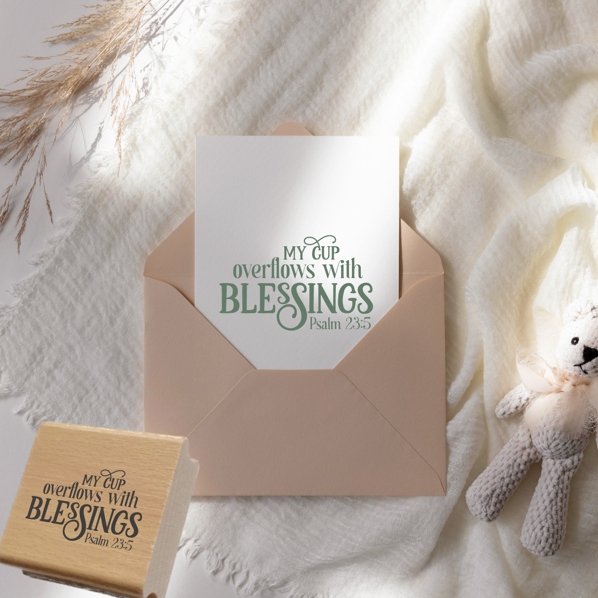 Stempel Psalm 23:5 • My cup overflows with blessings Christlicher Segen-Stempel