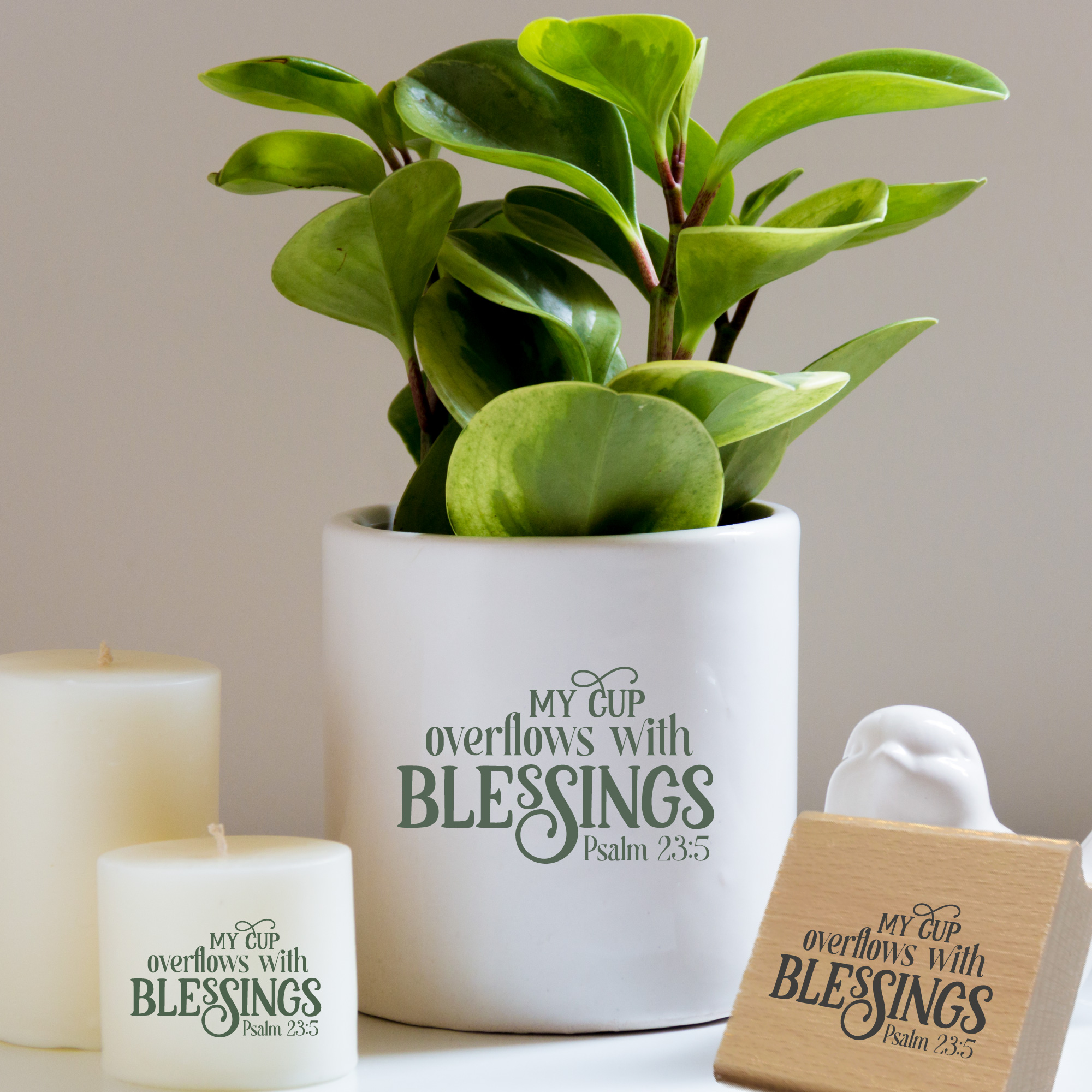 Stempel Psalm 23:5 • My cup overflows with blessings Christlicher Segen-Stempel