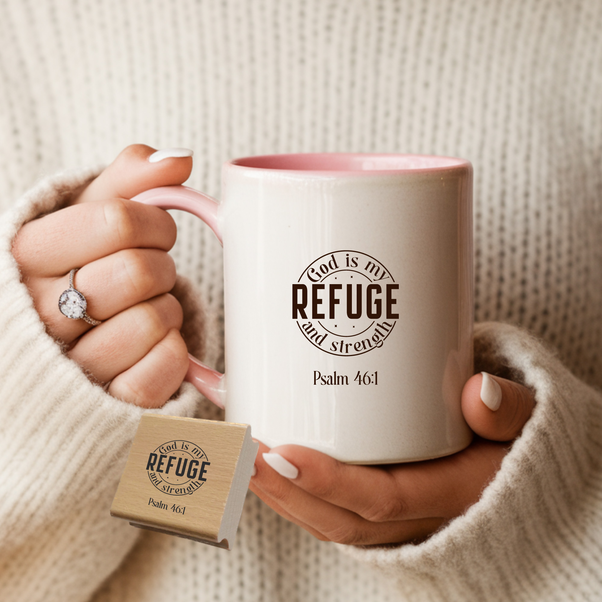 Stempel Psalm 46:1 • God is my refuge and strength Christlicher Siegelstempel