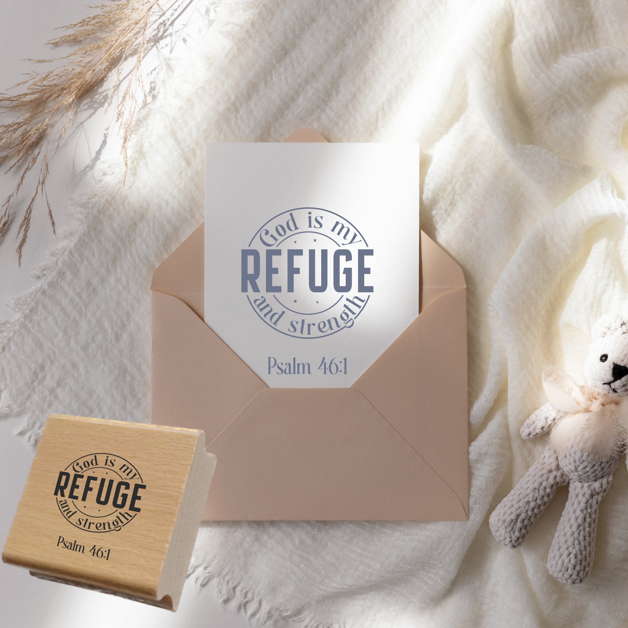 Stempel Psalm 46:1 • God is my refuge and strength Christlicher Siegelstempel