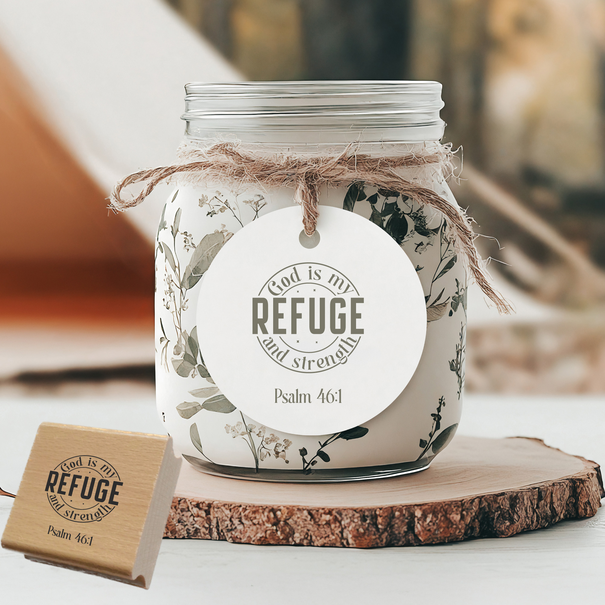Stempel Psalm 46:1 • God is my refuge and strength Christlicher Siegelstempel