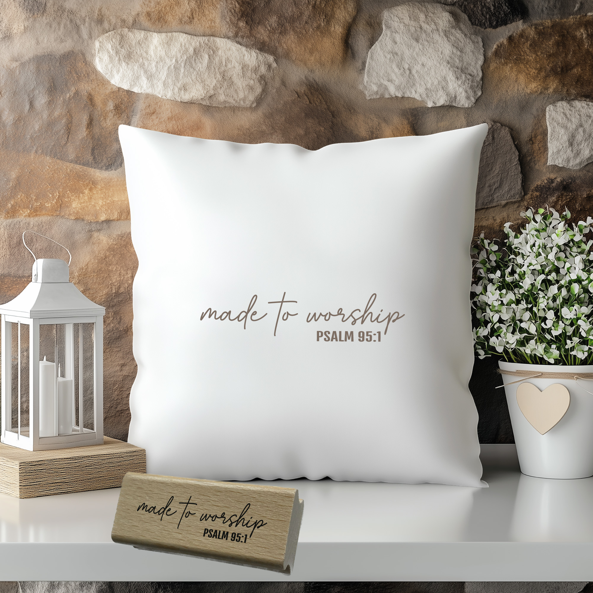 Stempel Psalm 95:1 • "made to worship" Christlicher Lobpreis- & Musikstempel