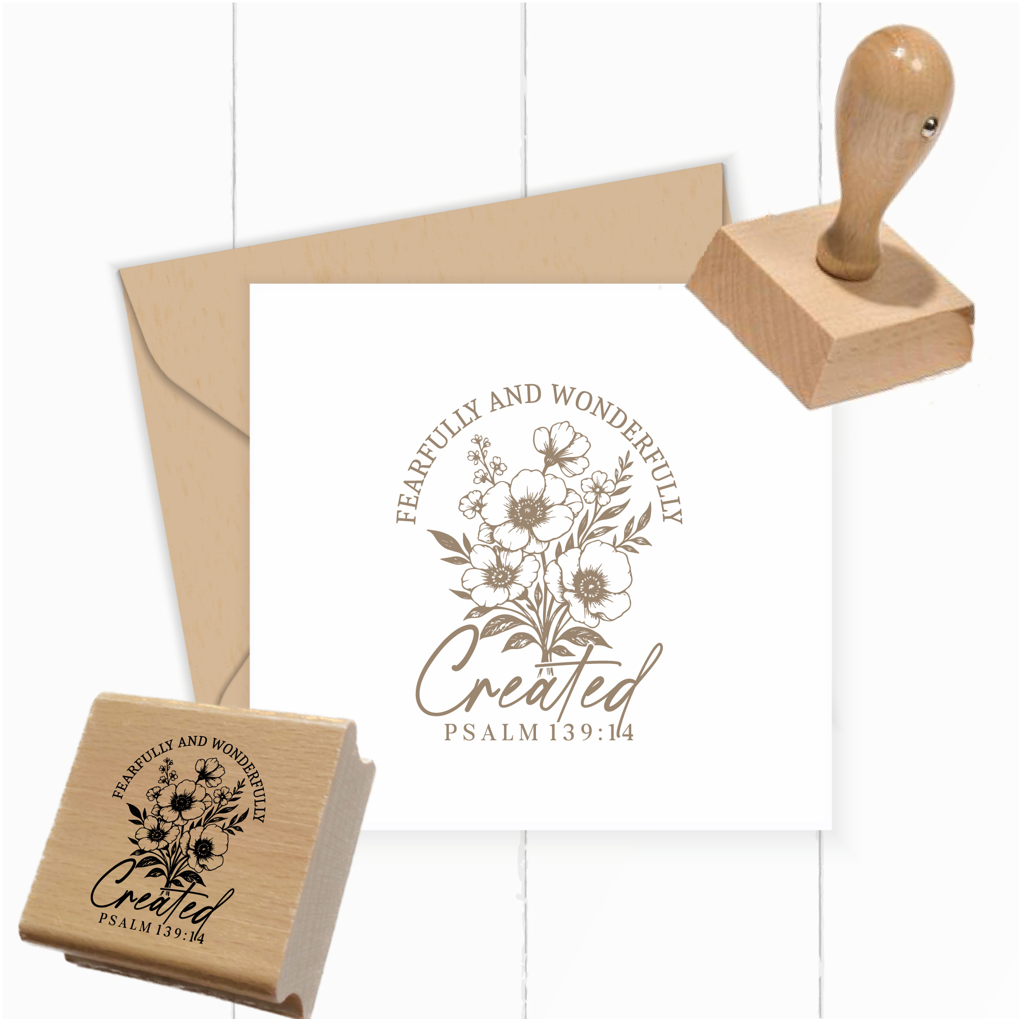 Stempel Psalm 139:14 • Fearfully and wonderfully created Christlicher Blumenstempel - ST0713