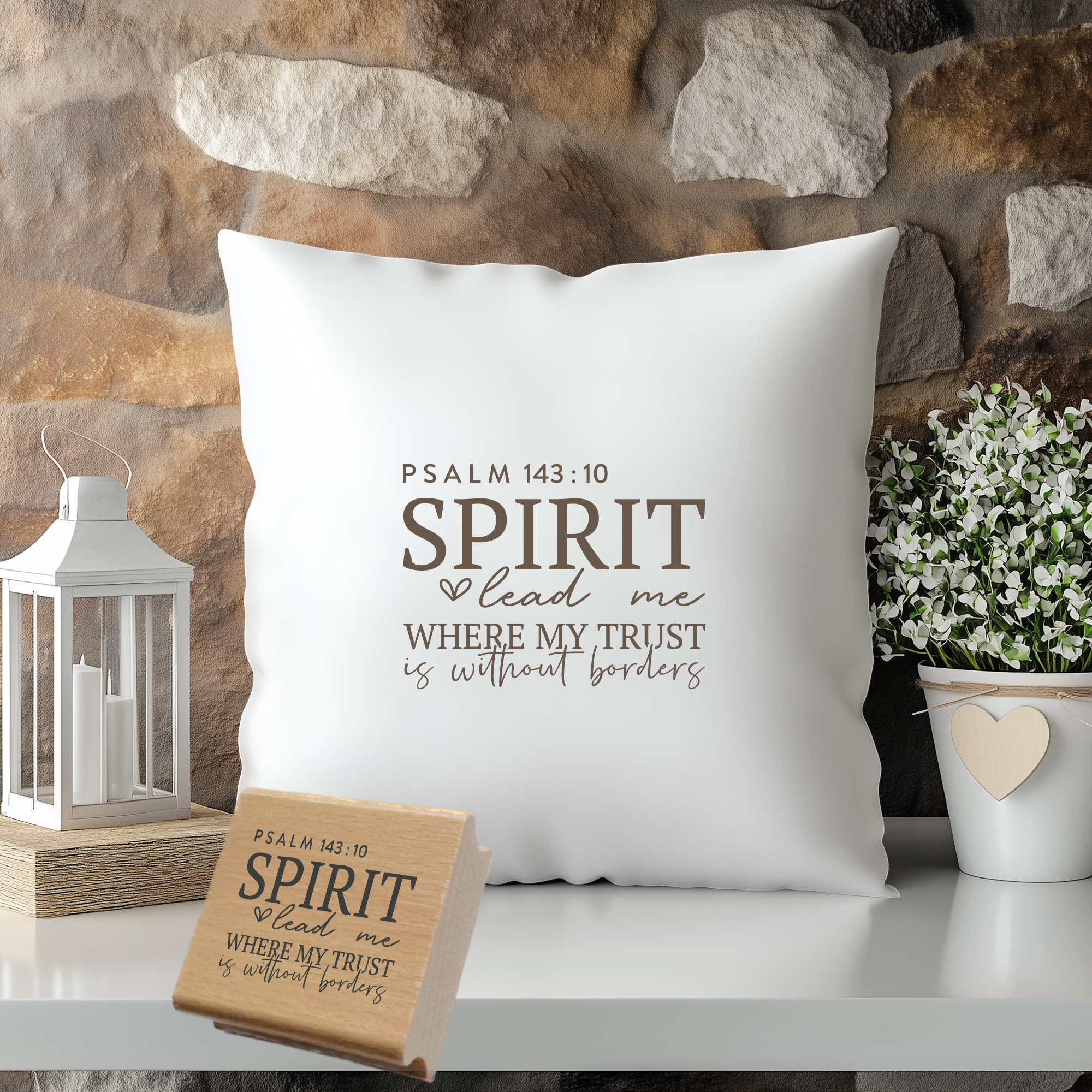 Stempel Psalm 143:10 • Spirit lead me where my trust is without borders Christlicher Mutmacher-Stempel