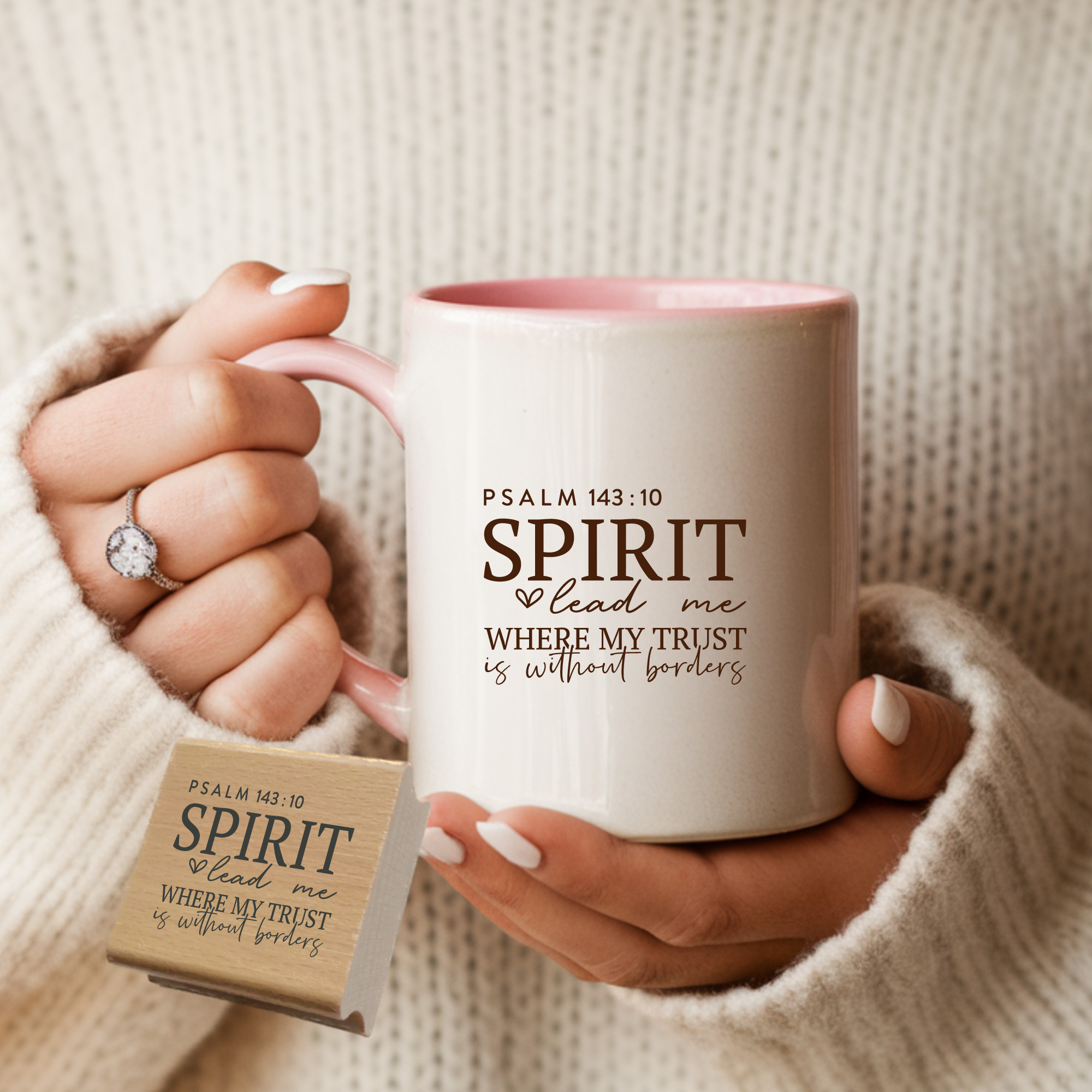 Stempel Psalm 143:10 • Spirit lead me where my trust is without borders Christlicher Mutmacher-Stempel
