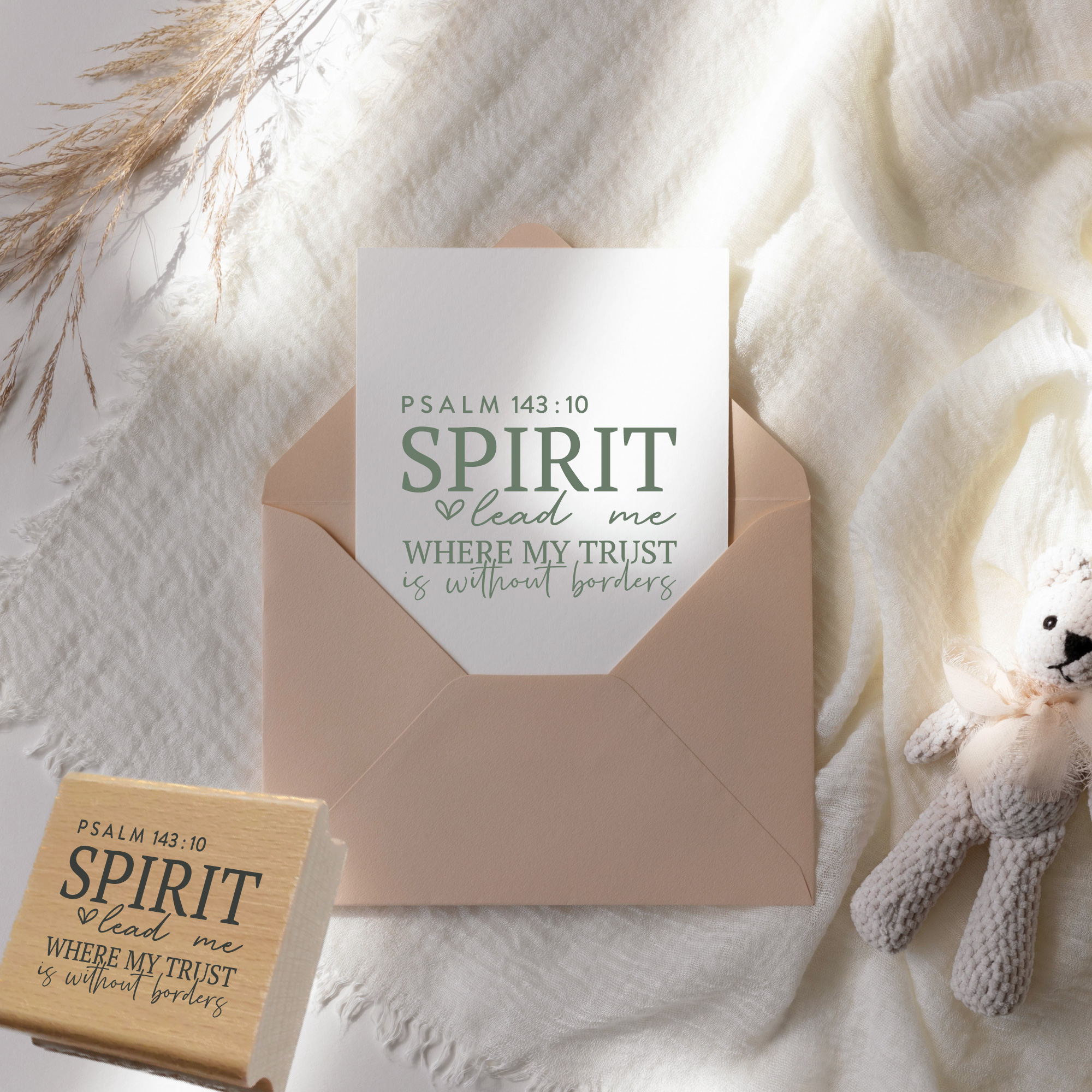 Stempel Psalm 143:10 • Spirit lead me where my trust is without borders Christlicher Mutmacher-Stempel