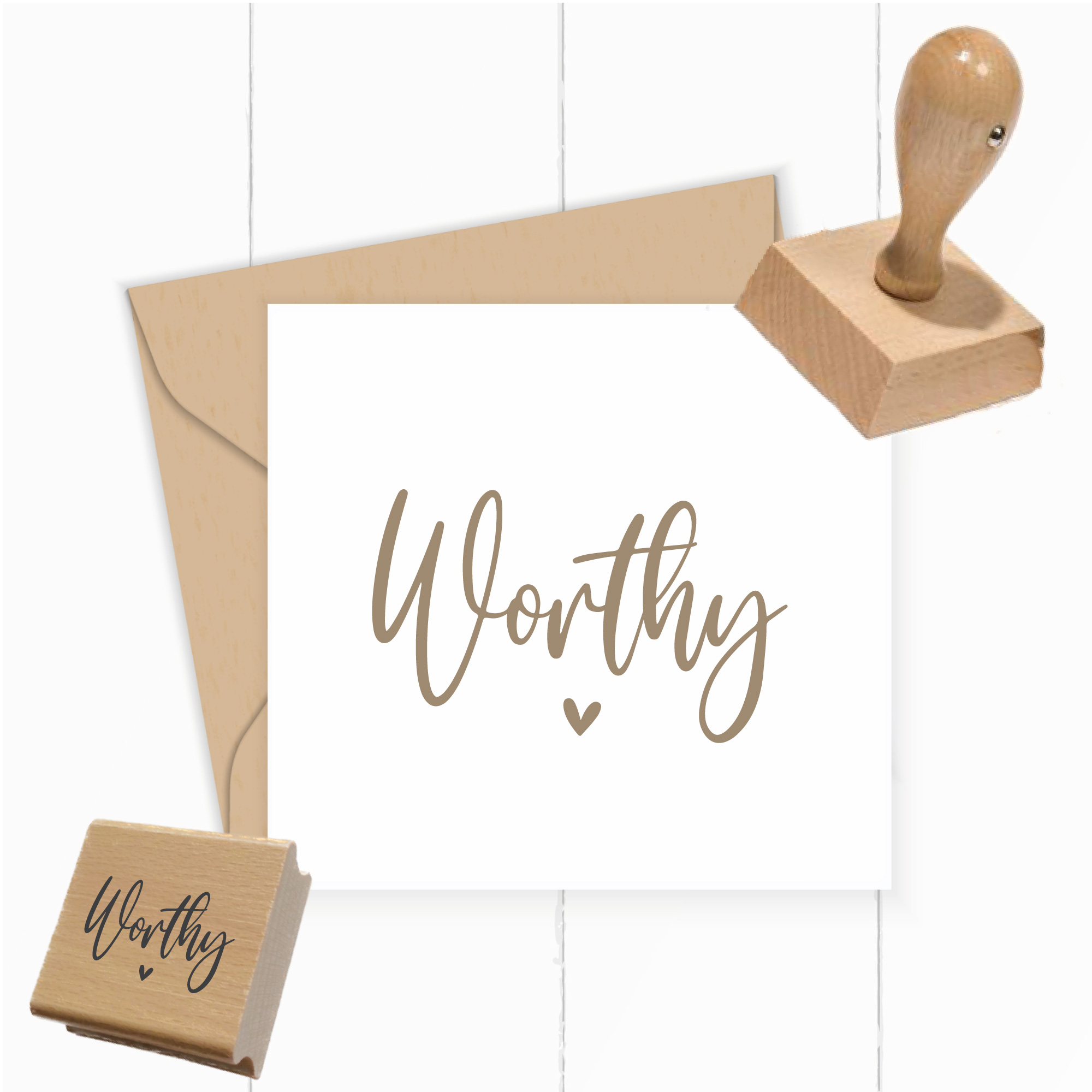 Stempel Worthy • Christlicher Mutmacher- & Seelsorgestempel mit Herz - ST0720