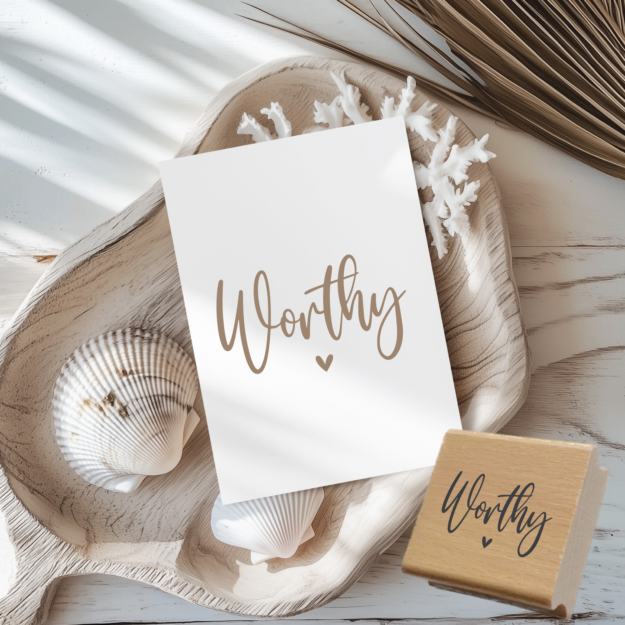 Stempel Worthy • Christlicher Mutmacher- & Seelsorgestempel mit Herz