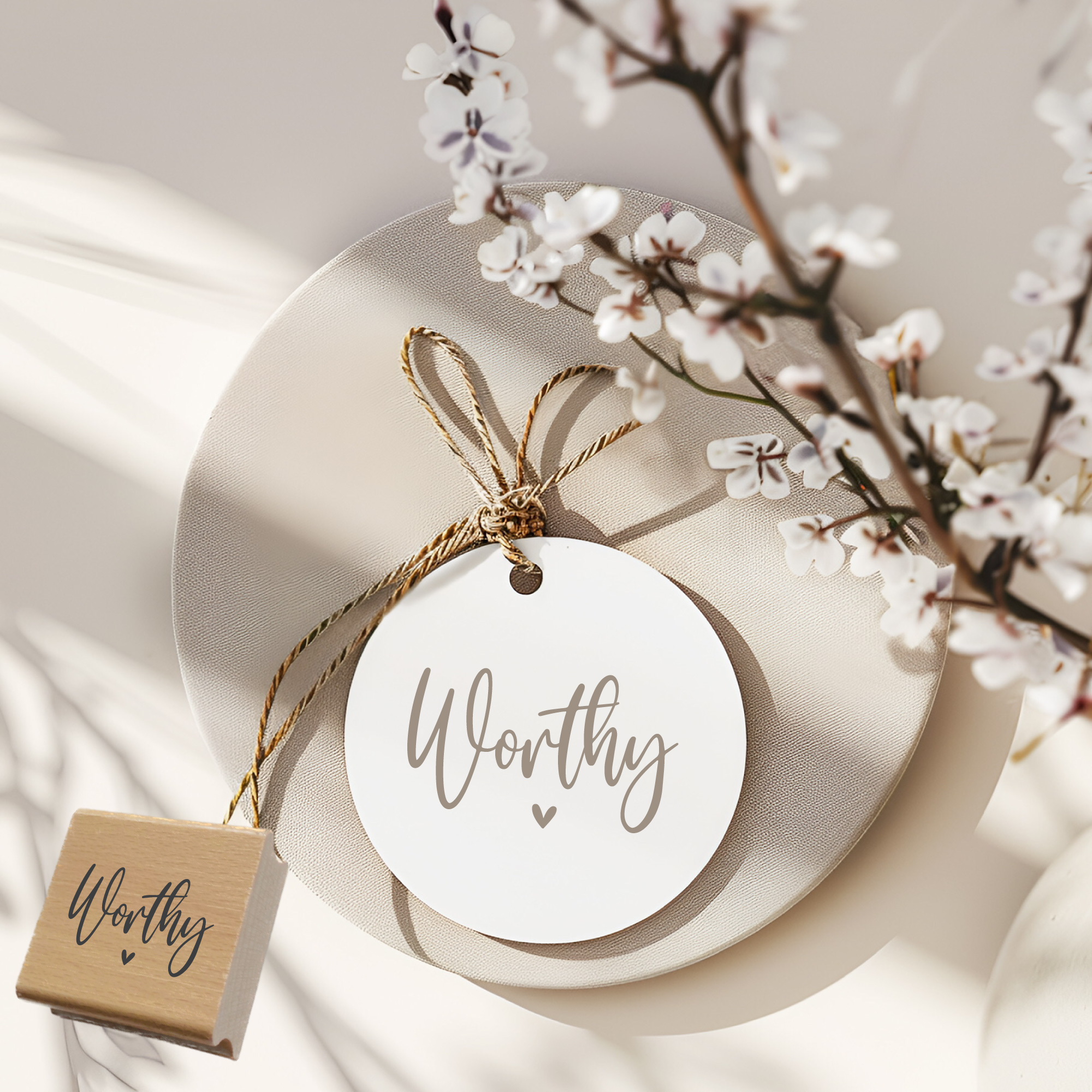 Stempel Worthy • Christlicher Mutmacher- & Seelsorgestempel mit Herz