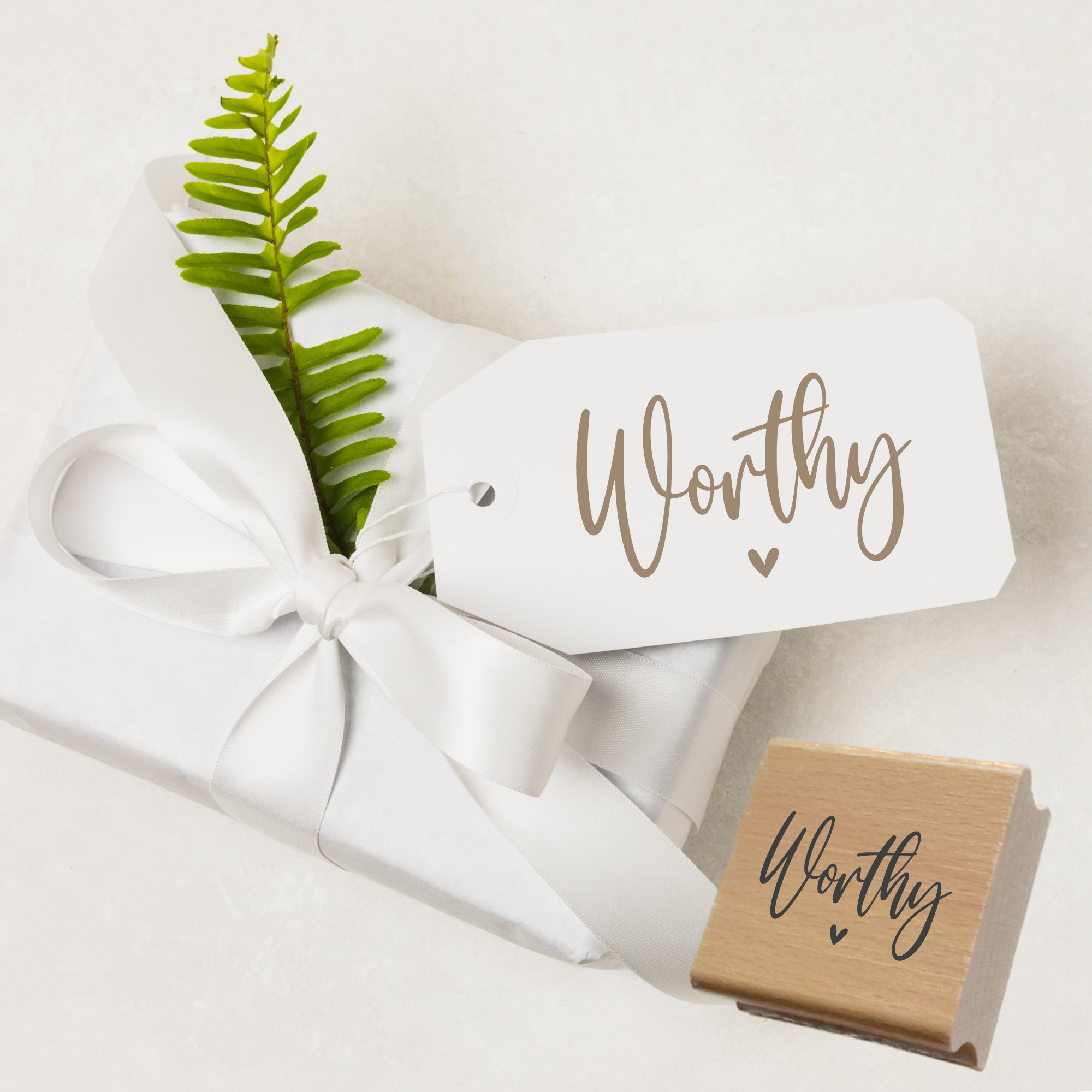 Stempel Worthy • Christlicher Mutmacher- & Seelsorgestempel mit Herz