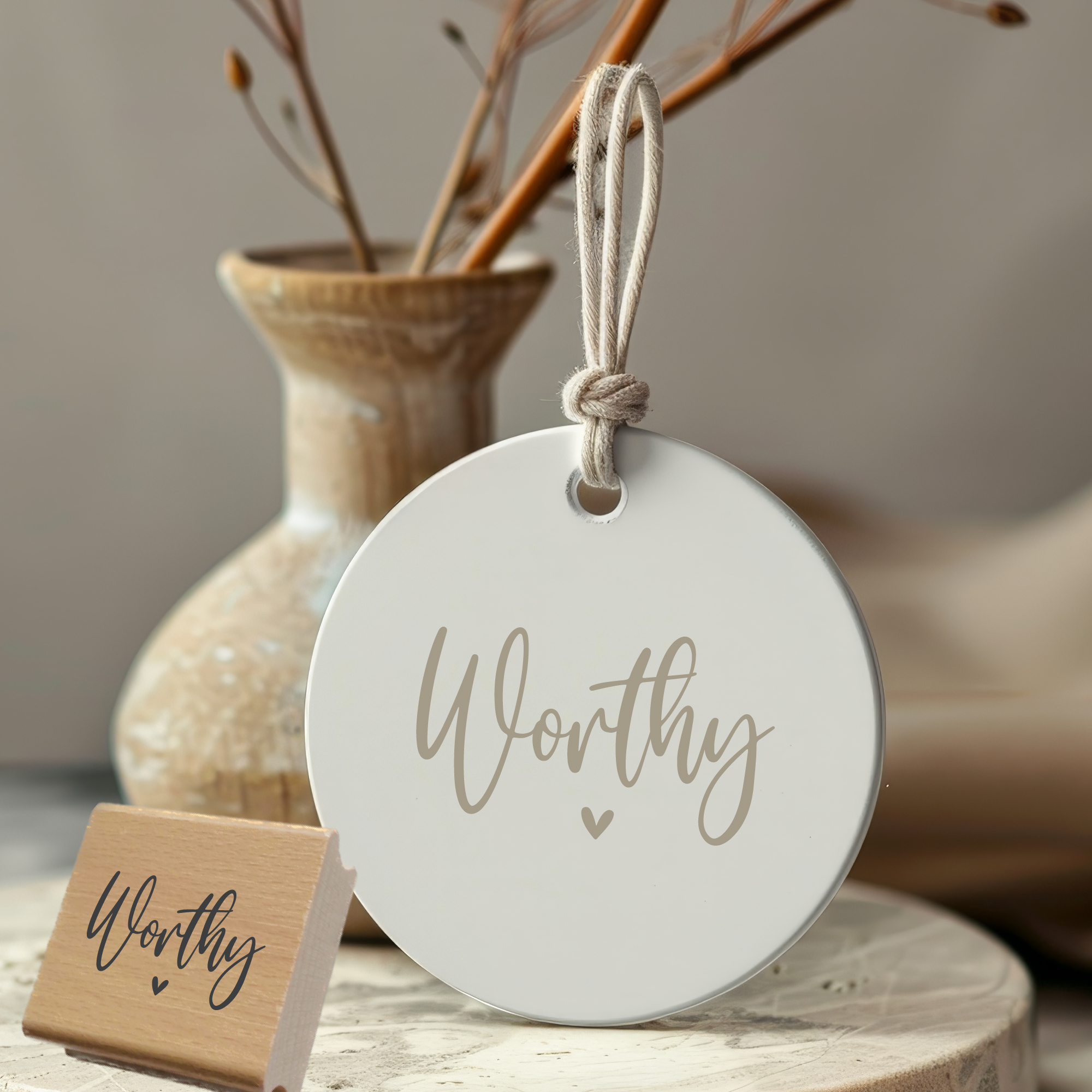 Stempel Worthy • Christlicher Mutmacher- & Seelsorgestempel mit Herz