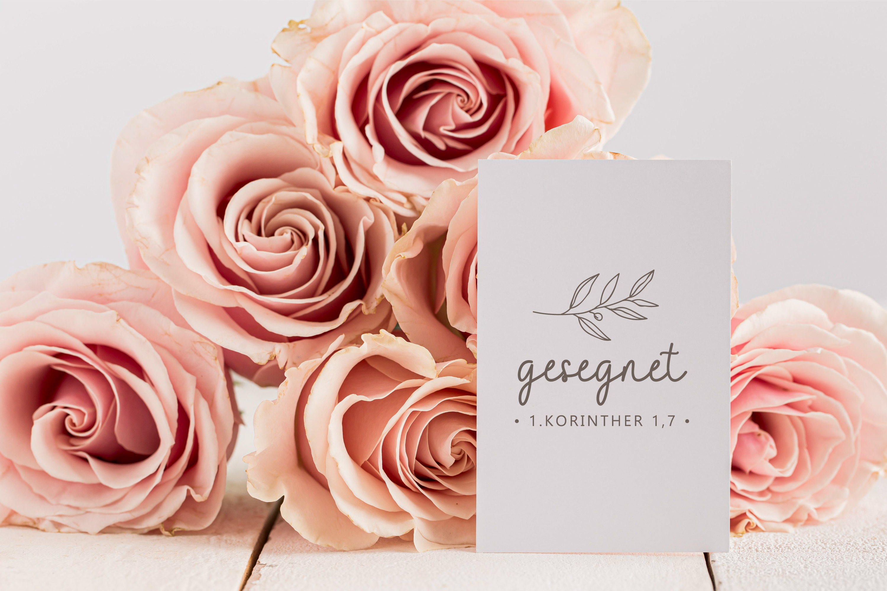 Bibel-Motivstempel "gesegnet" 1.Korinther 1,7 • Echtholz oder Selbstfärber 4 bis 10cm