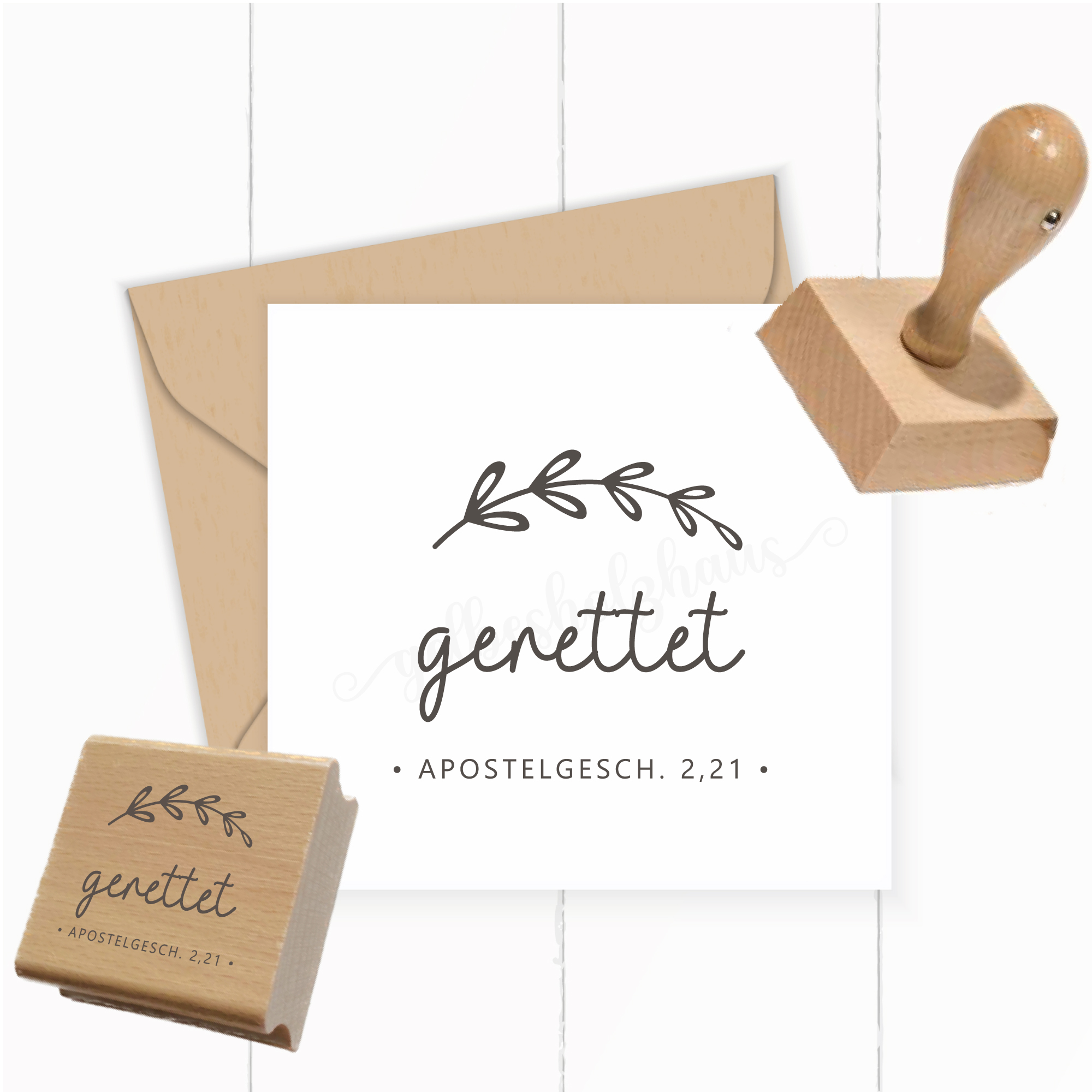 Stempel "gerettet" Apostelgeschichte 2,21 | Geschenk Ostern, Taufe