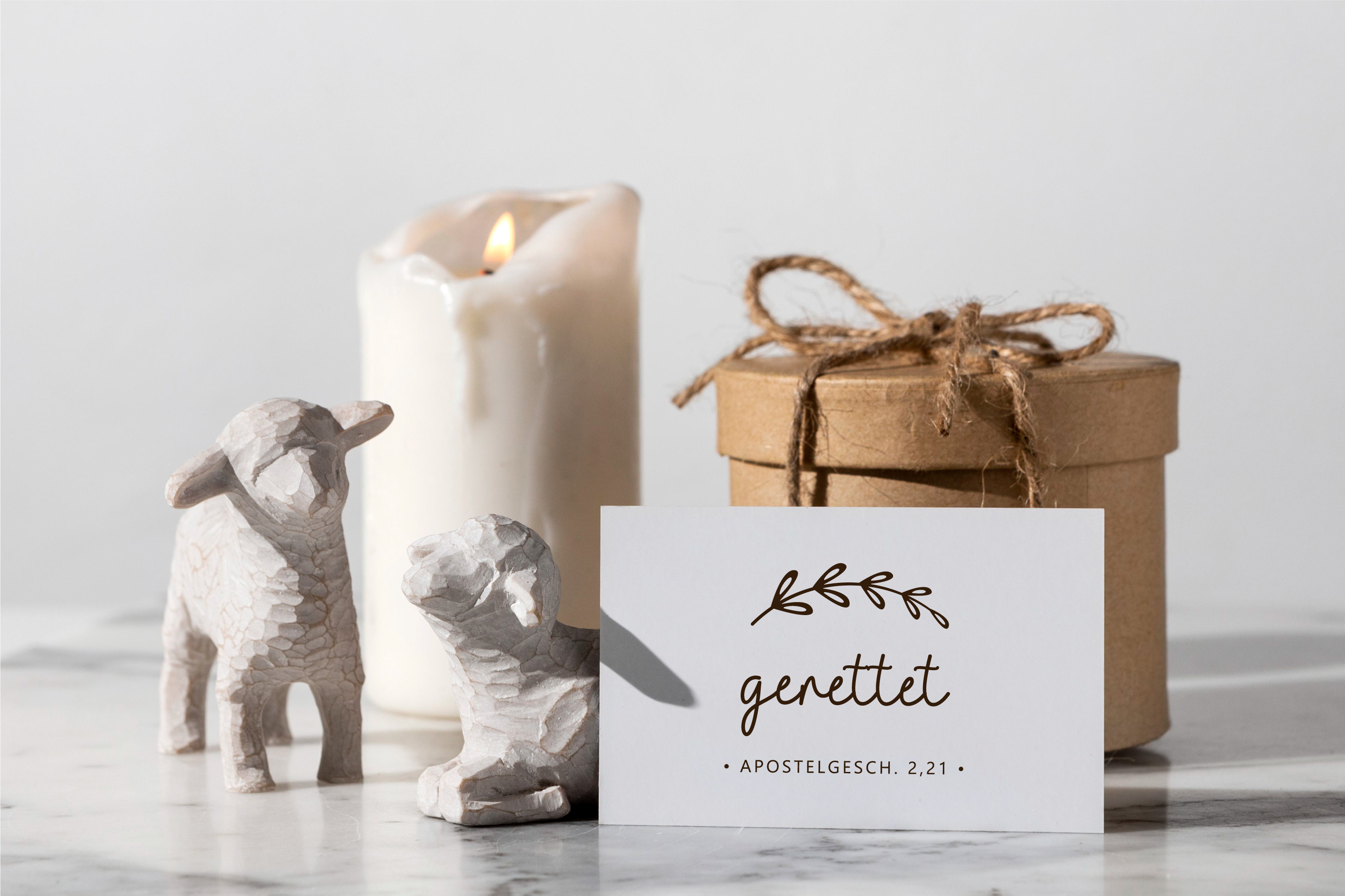 Stempel "gerettet" Apostelgeschichte 2,21 | Geschenk Ostern, Taufe