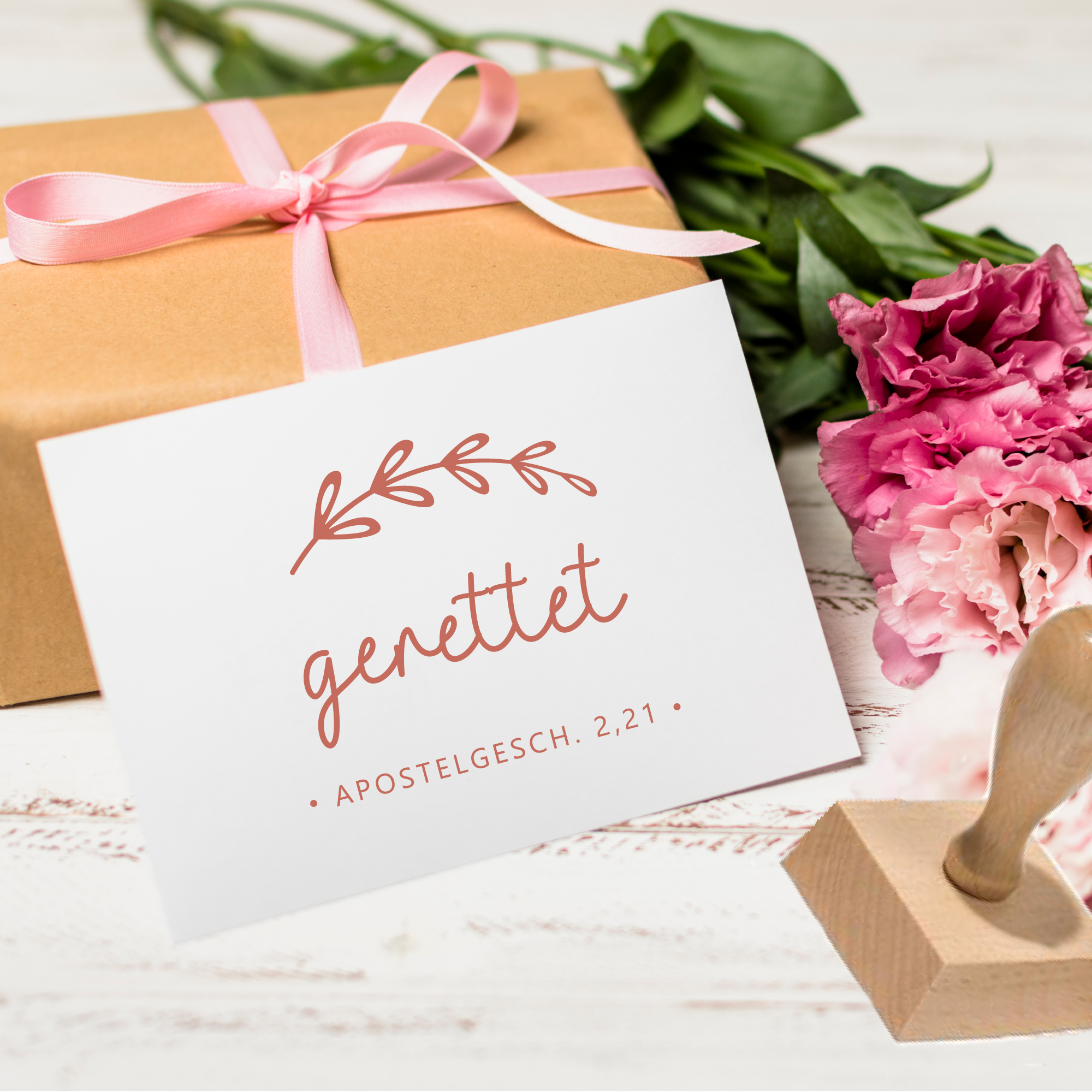 Stempel "gerettet" Apostelgeschichte 2,21 | Geschenk Ostern, Taufe