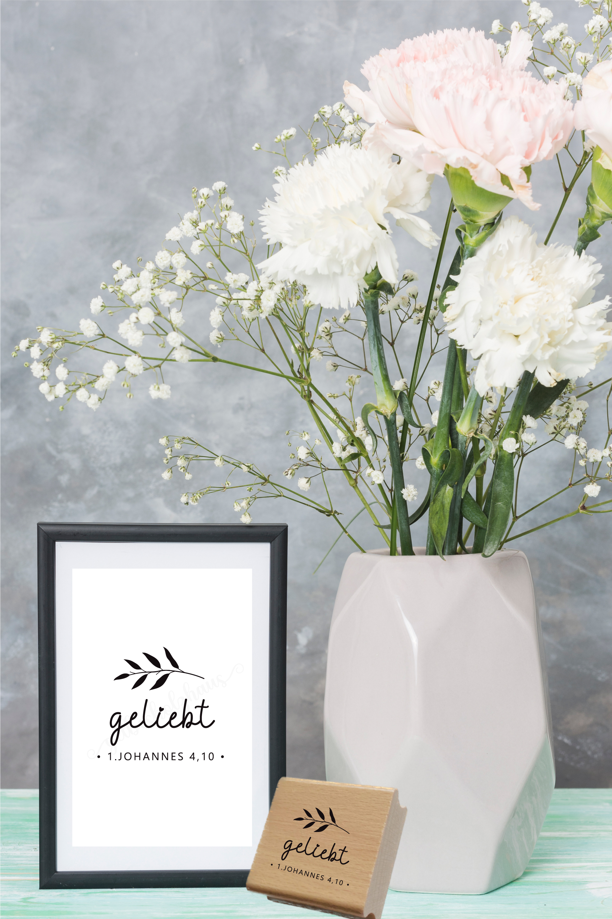 Stempel "geliebt" 1. Johannes 4,10 | Geschenk Hochzeit, Geburt, Taufe