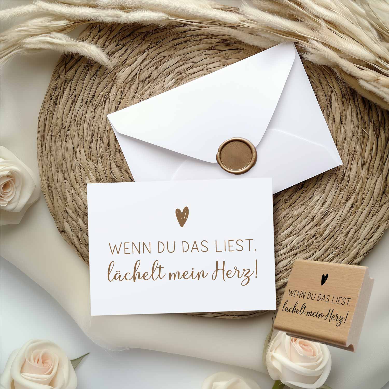 Stempel "Wenn du das liest, lächelt mein Herz" | Geschenk Liebe Freundschaft