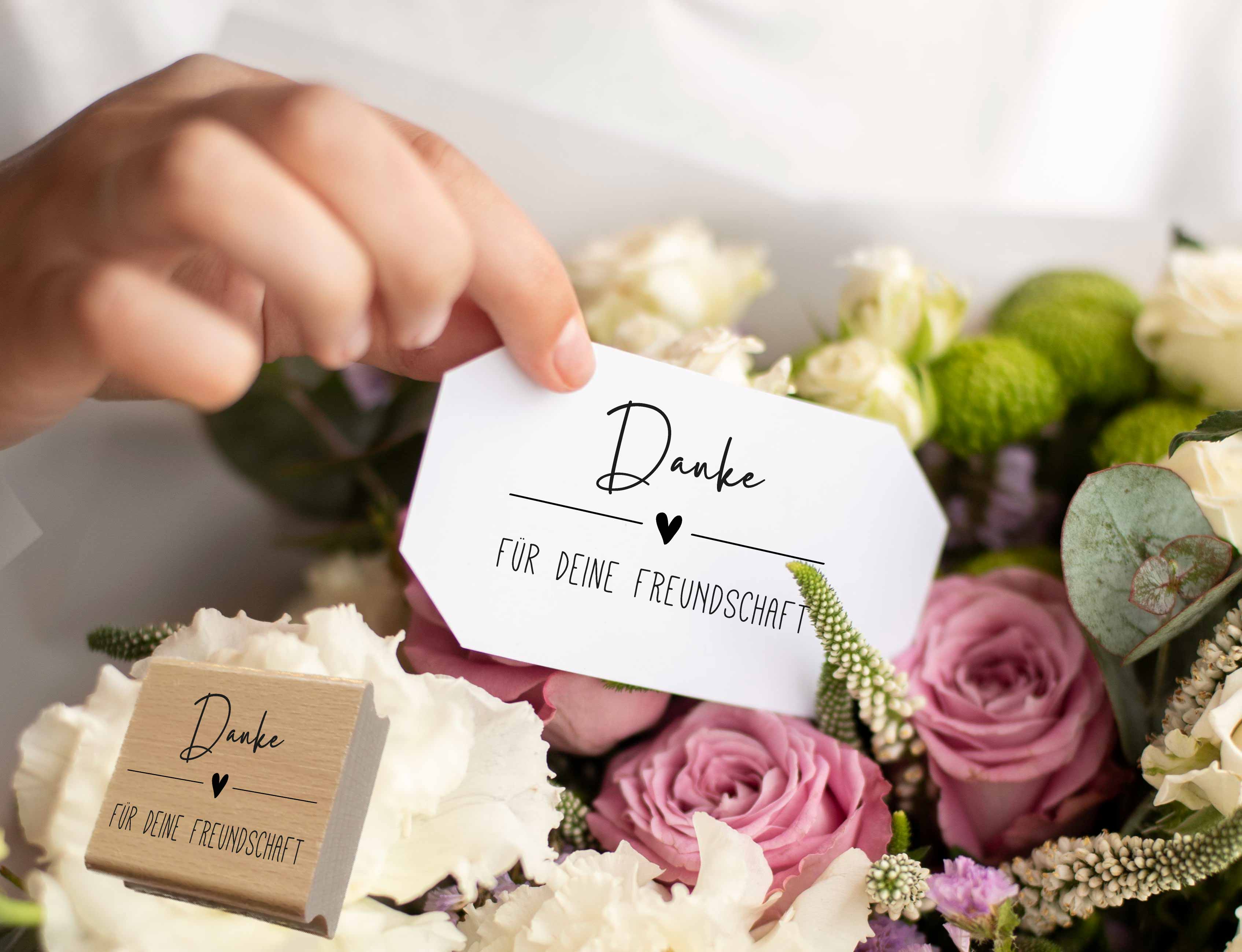 Stempel "Danke für deine Freundschaft" für Karten & Geschenke | Holzstempel, Selbstfärber & Motivstempel für Karten & Geschenke