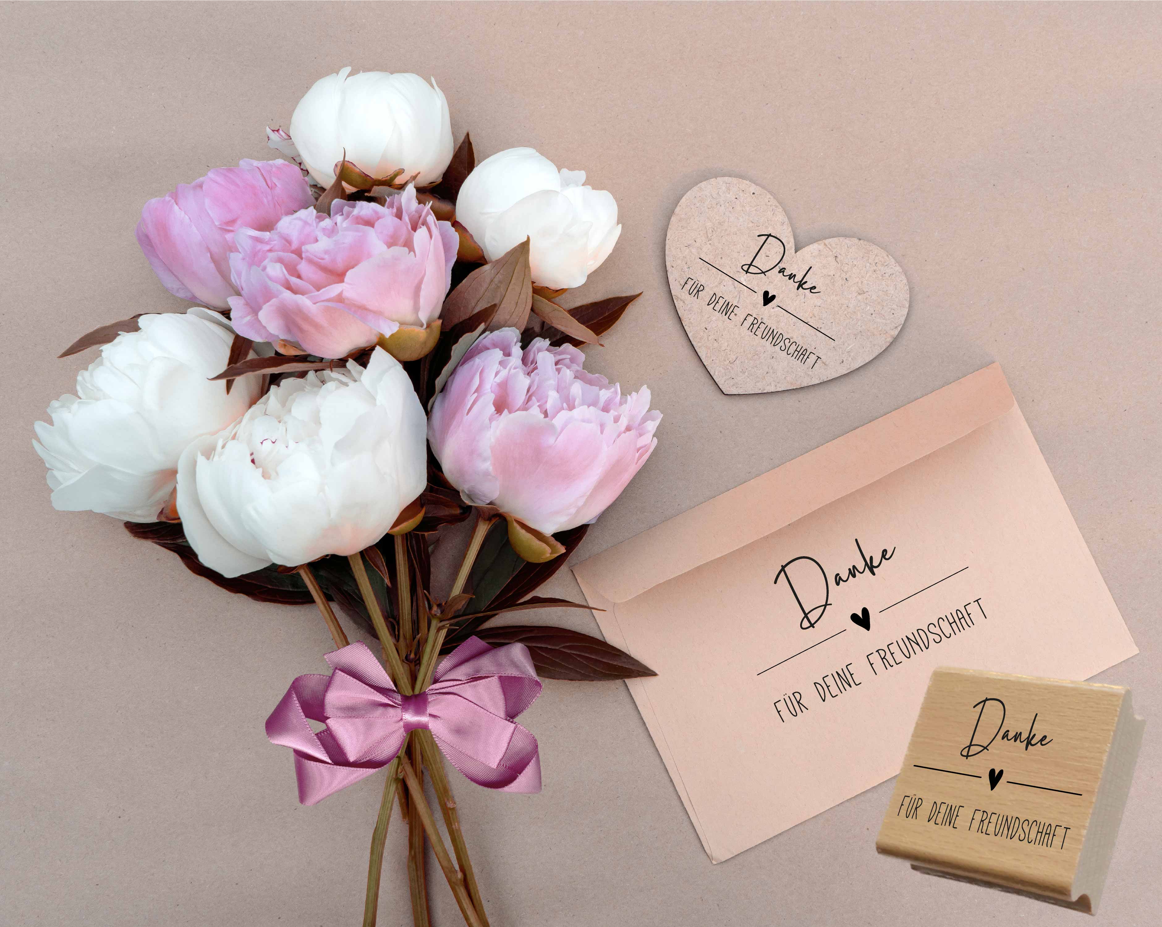 Stempel "Danke für deine Freundschaft" für Karten & Geschenke | Holzstempel, Selbstfärber & Motivstempel für Karten & Geschenke