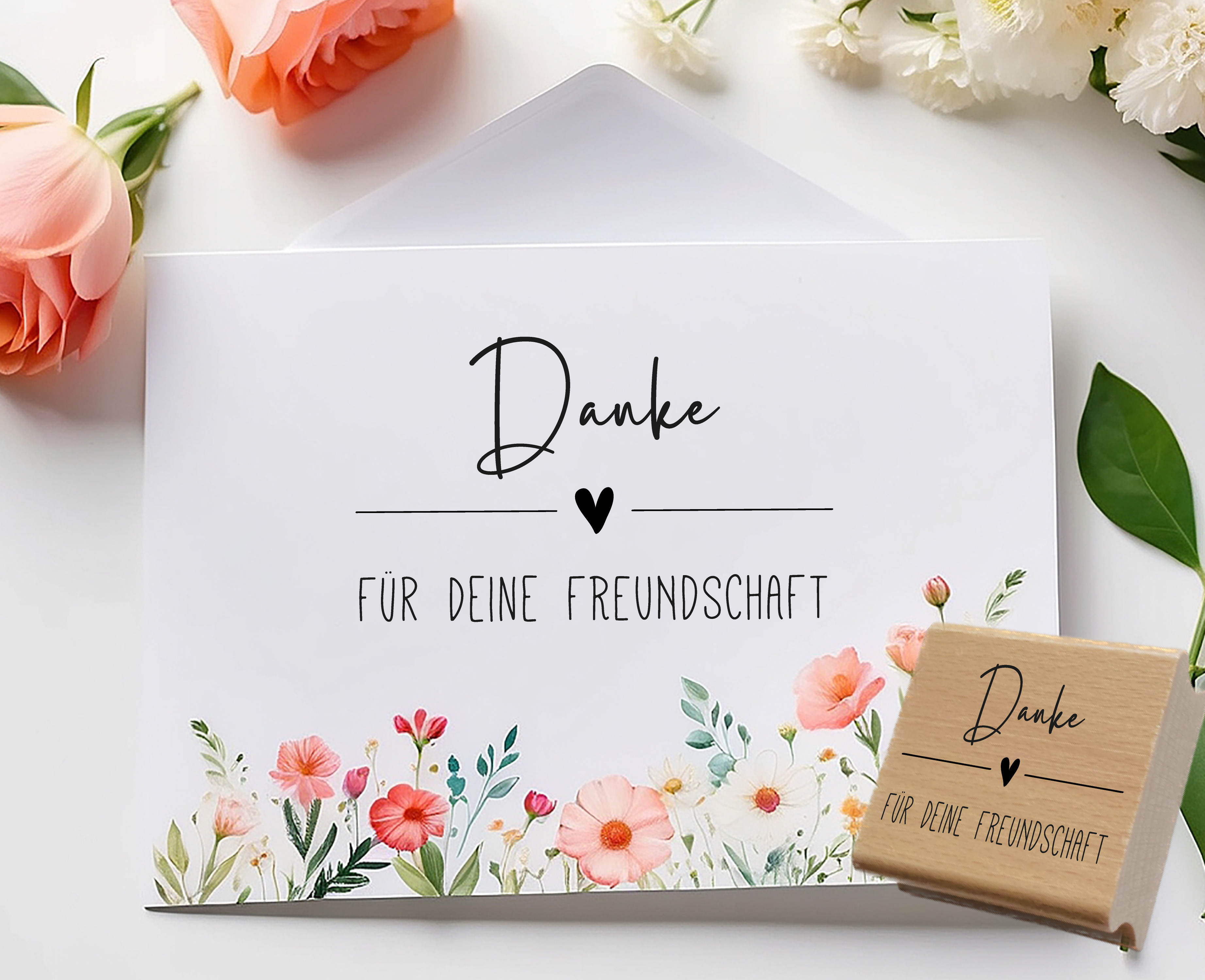 Stempel "Danke für deine Freundschaft" für Karten & Geschenke | Holzstempel, Selbstfärber & Motivstempel für Karten & Geschenke