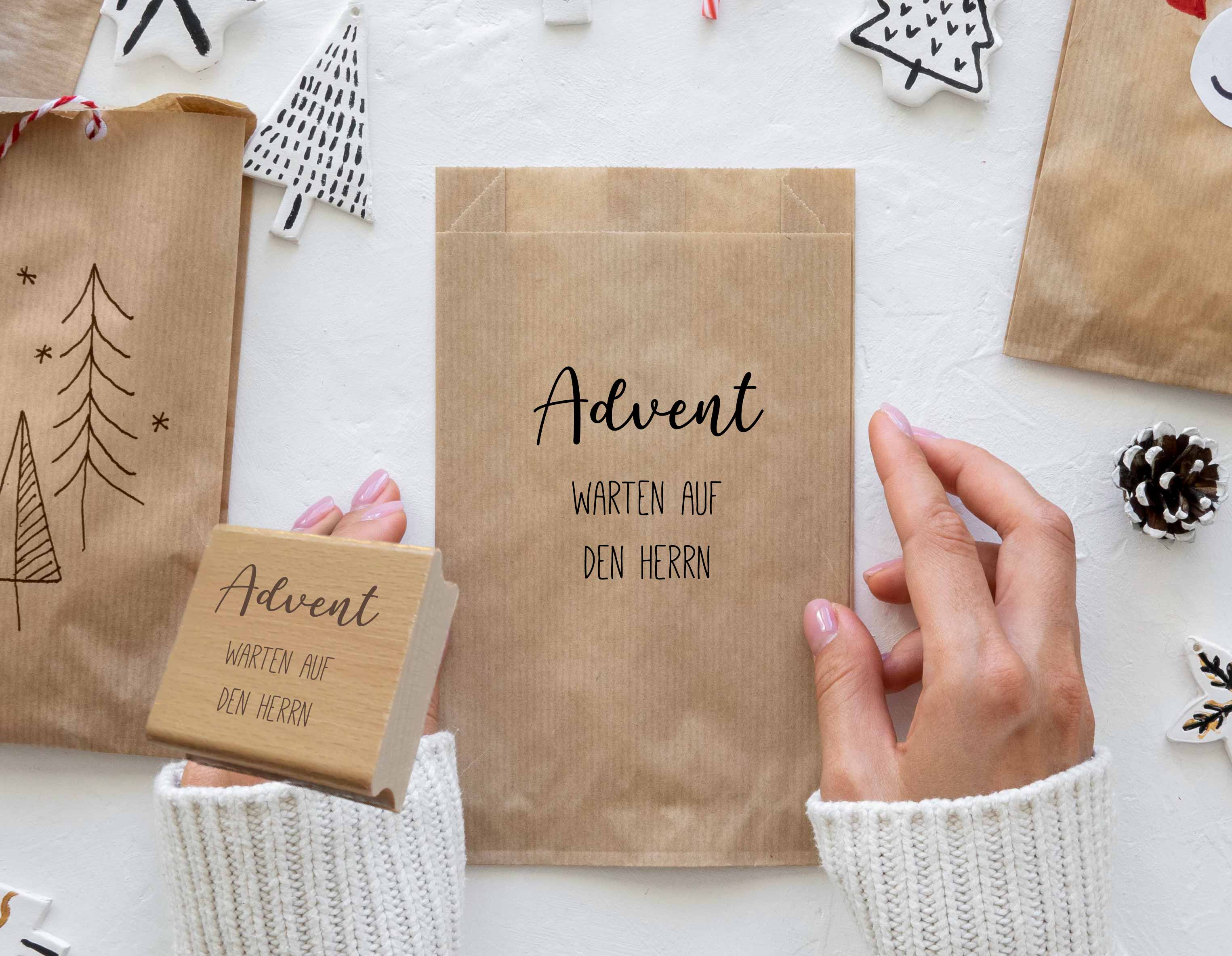 Stempel Advent Warten auf den Herrn | Christlicher Weihnachtsstempel für Adventskalender & Weihnachtskarten