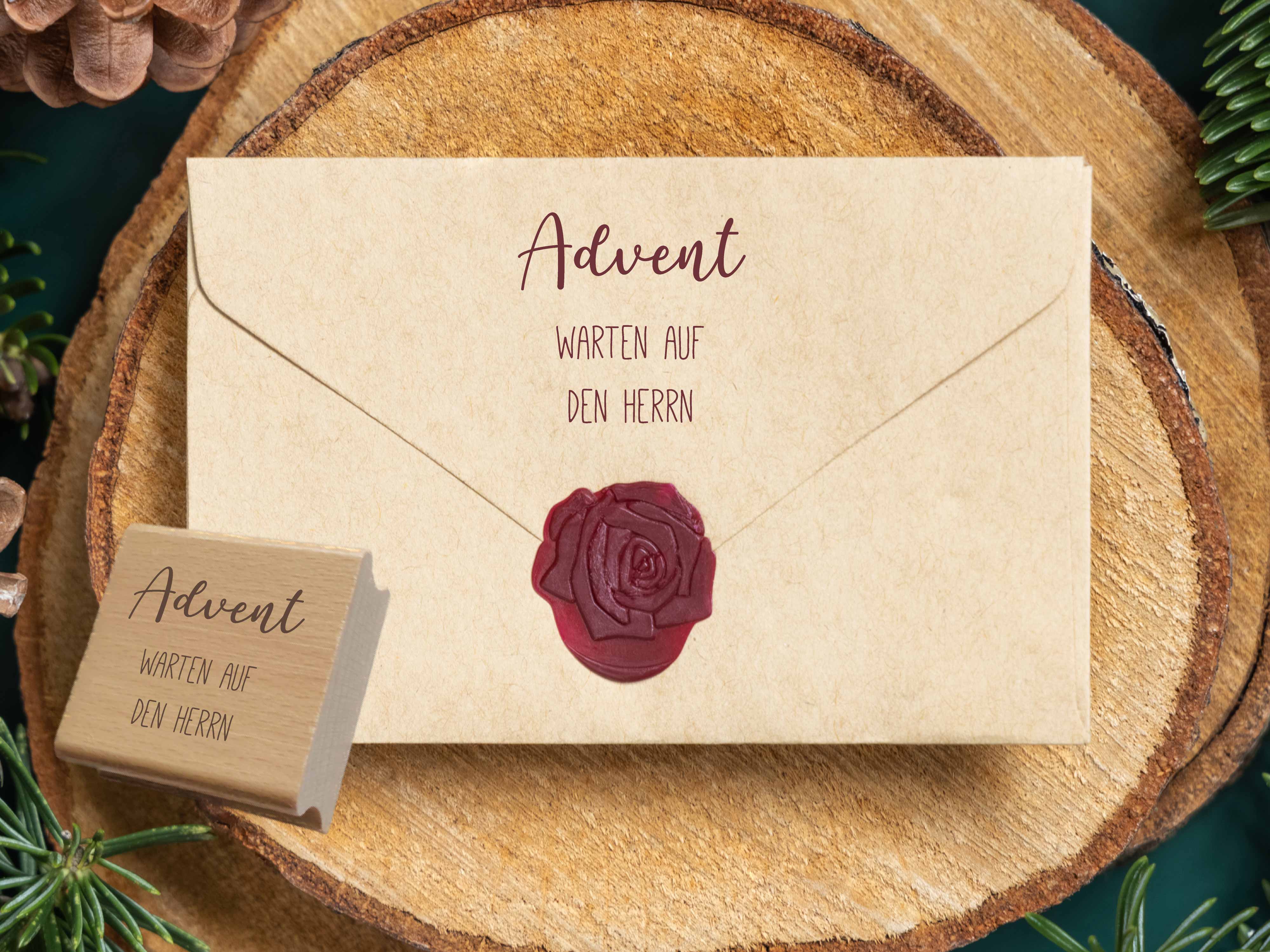 Stempel Advent Warten auf den Herrn | Christlicher Weihnachtsstempel für Adventskalender & Weihnachtskarten