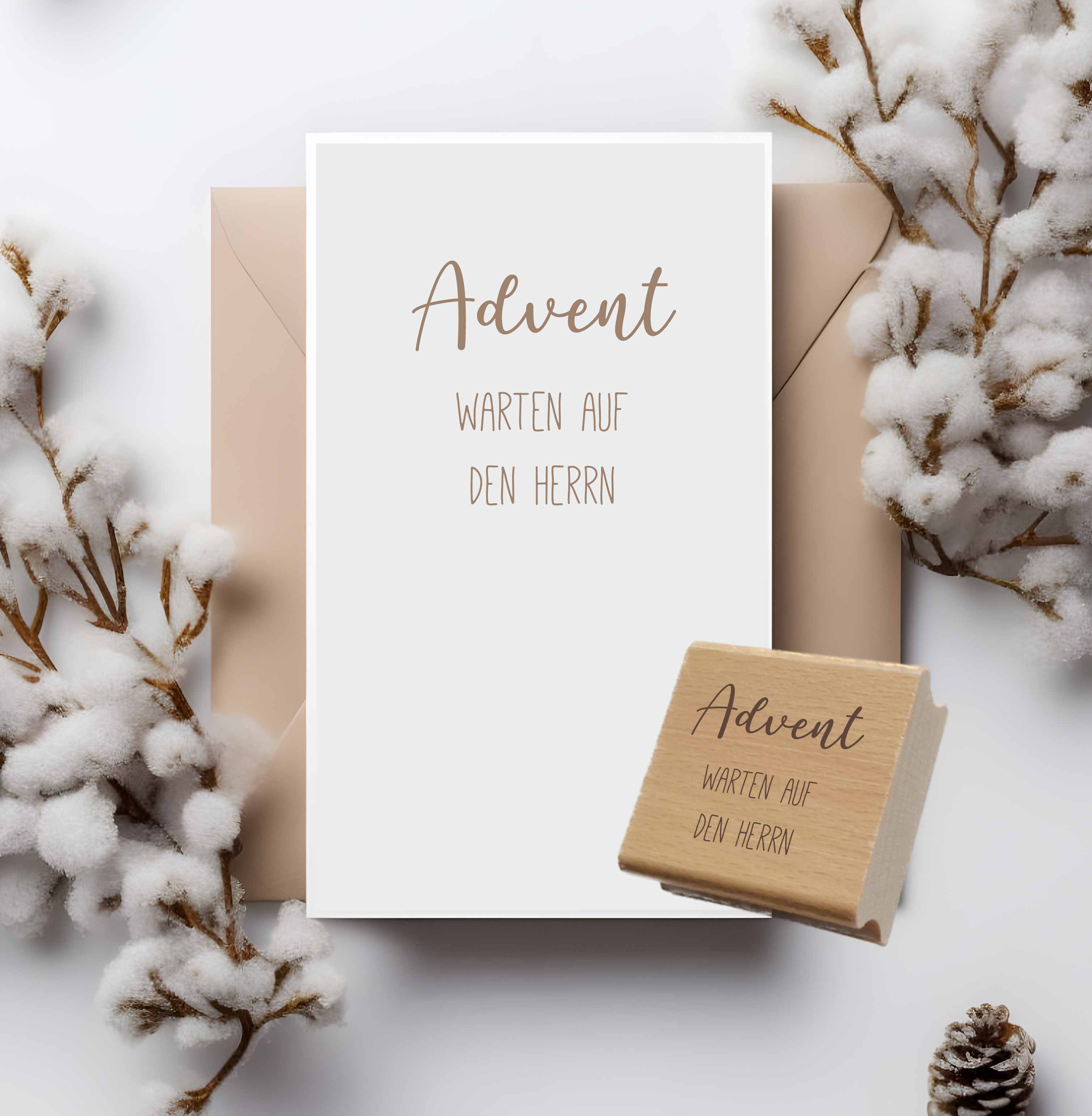 Stempel Advent Warten auf den Herrn | Christlicher Weihnachtsstempel für Adventskalender & Weihnachtskarten