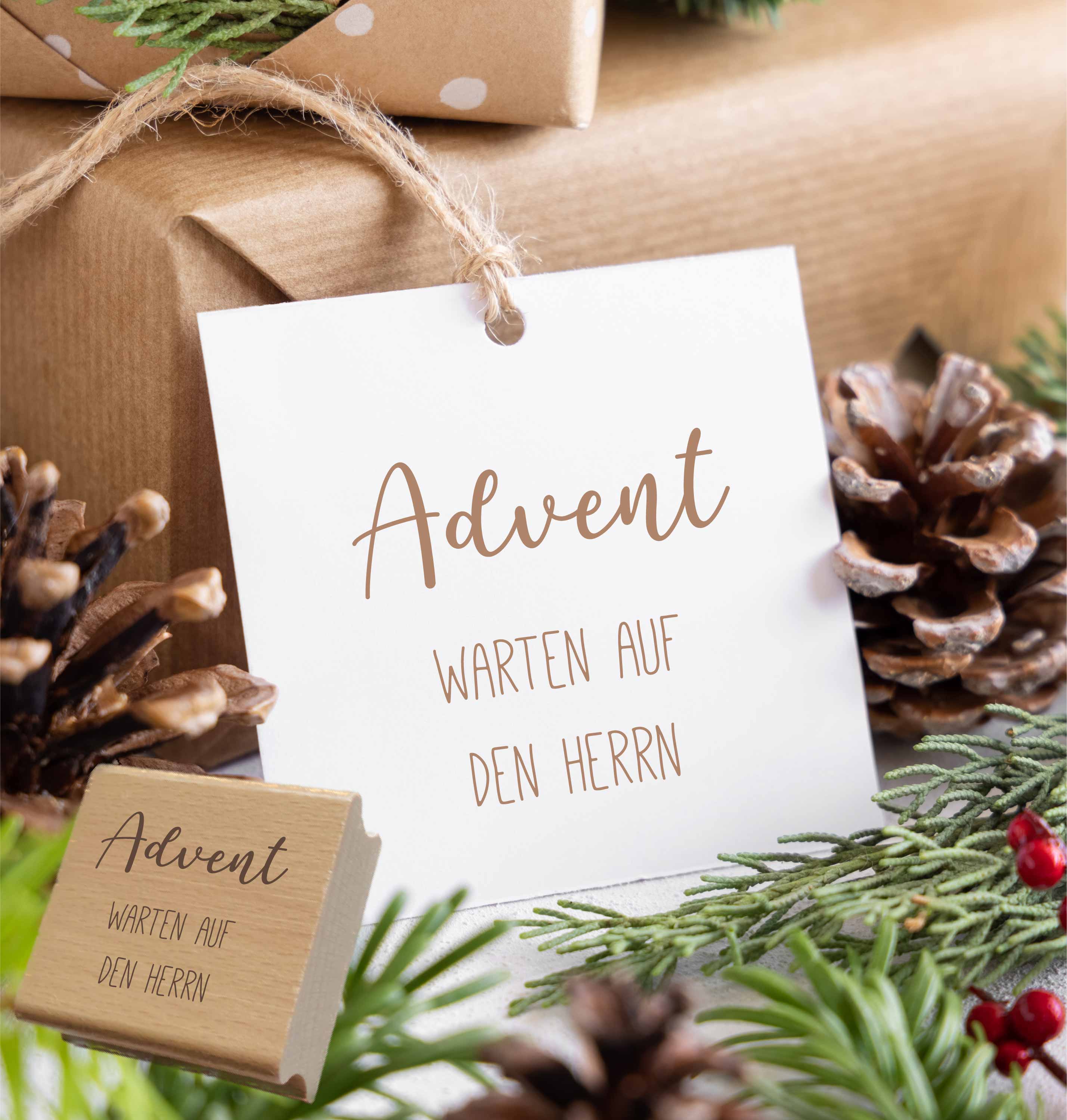 Stempel Advent Warten auf den Herrn | Christlicher Weihnachtsstempel für Adventskalender & Weihnachtskarten