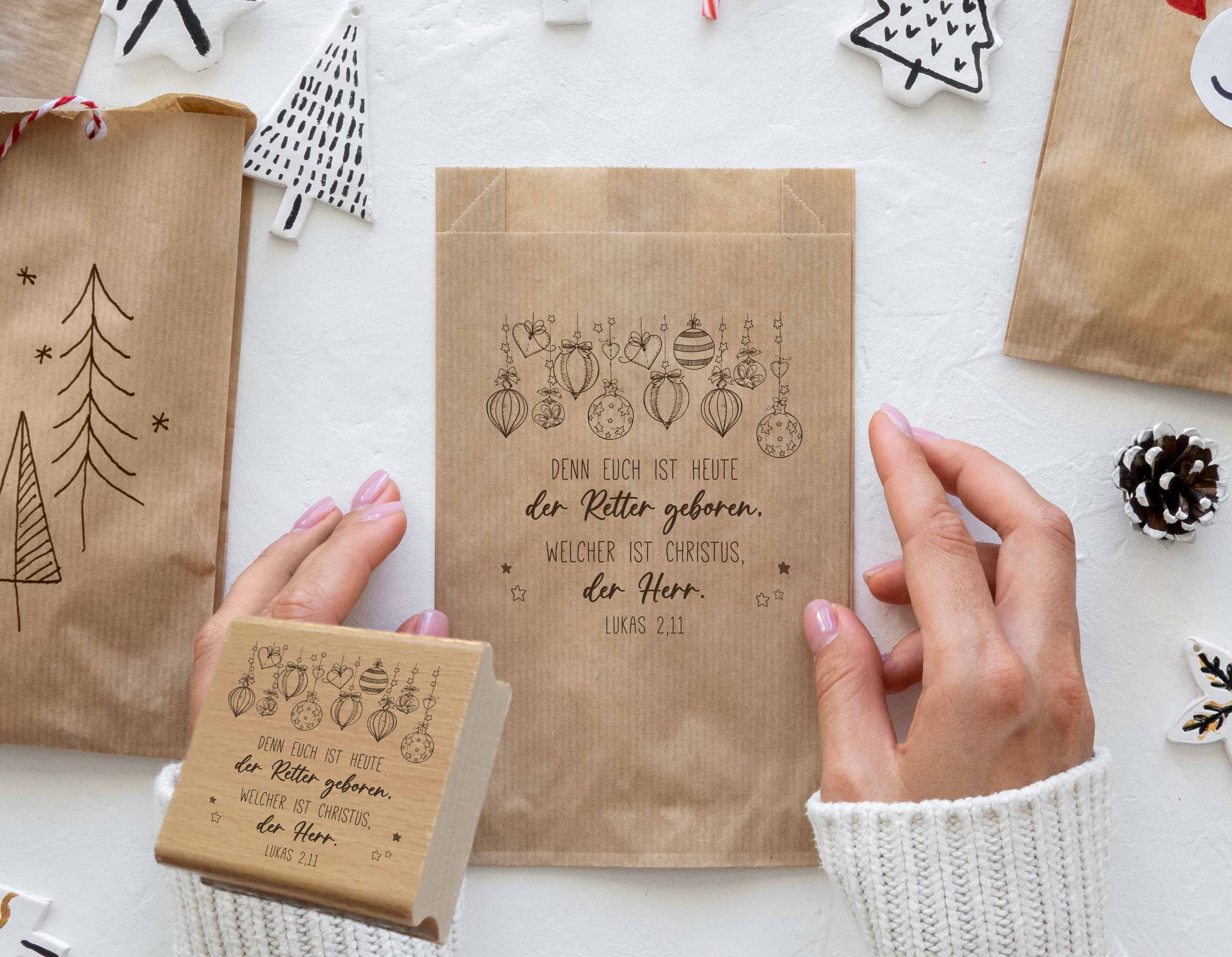 Stempel "Denn euch ist heute der Retter geboren" Lukas 2,11 | Christlicher Weihnachtsstempel | für Weihnachtspost