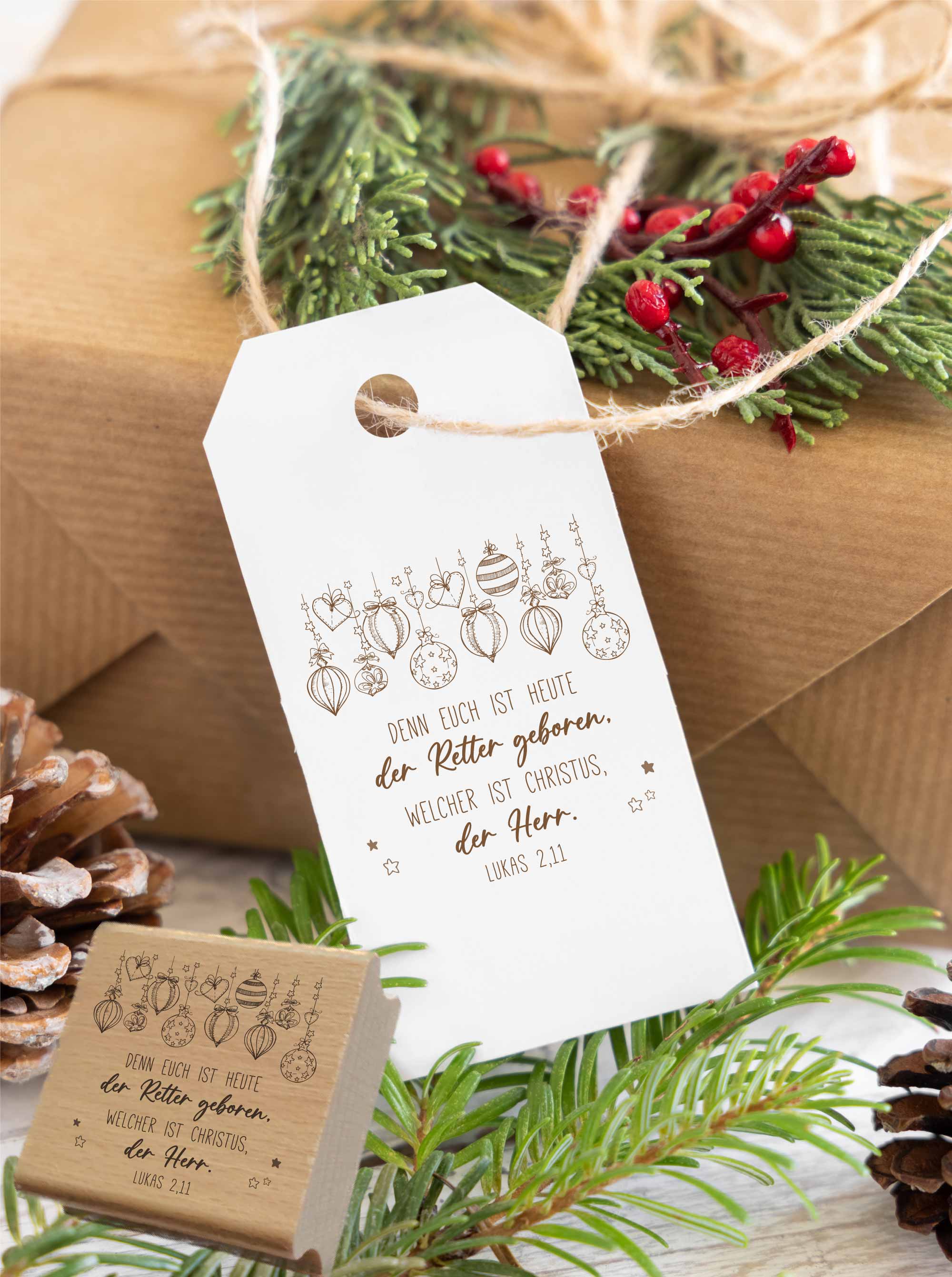 Stempel "Denn euch ist heute der Retter geboren" Lukas 2,11 | Christlicher Weihnachtsstempel | für Weihnachtspost