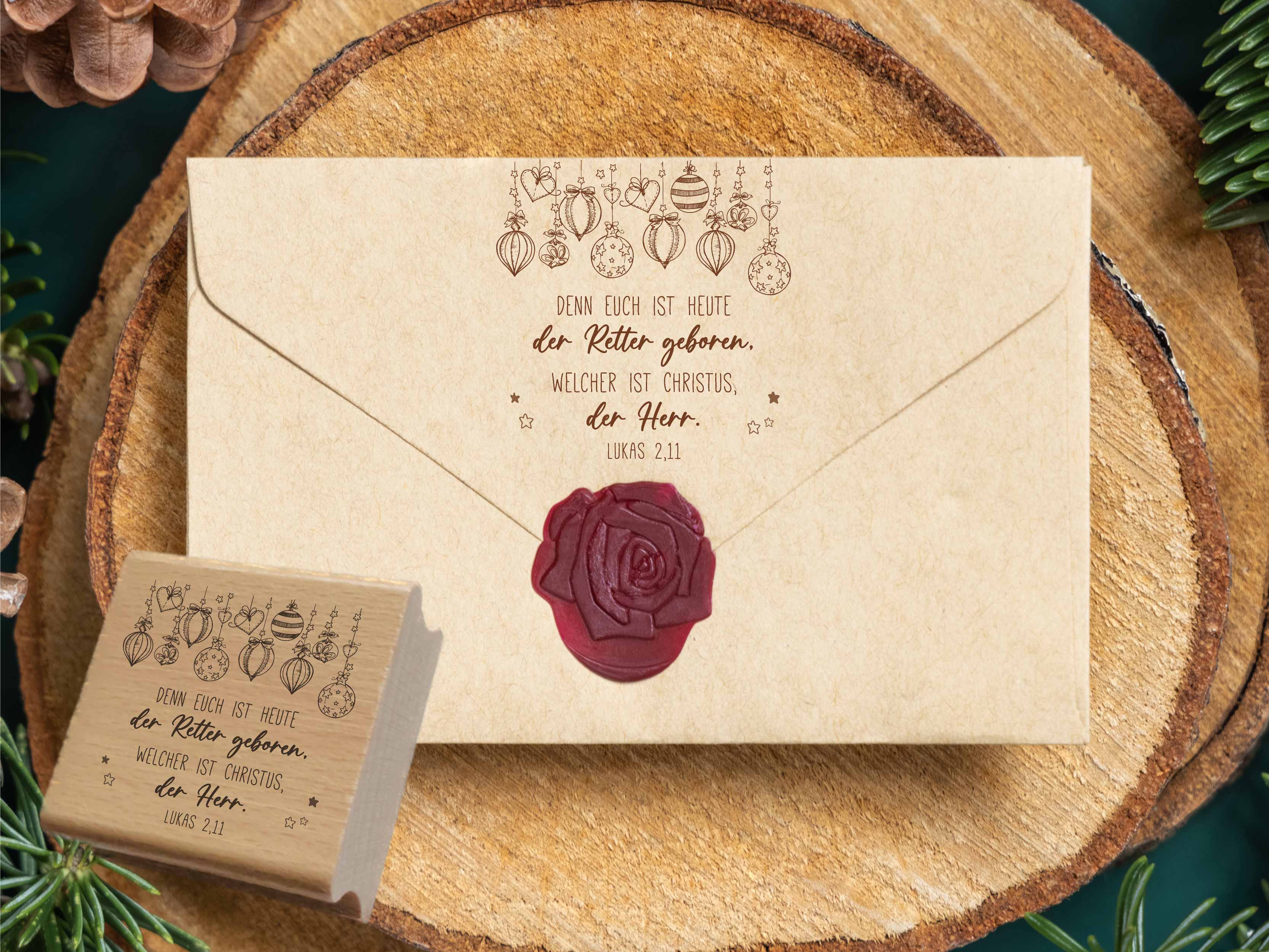 Stempel "Denn euch ist heute der Retter geboren" Lukas 2,11 | Christlicher Weihnachtsstempel | für Weihnachtspost