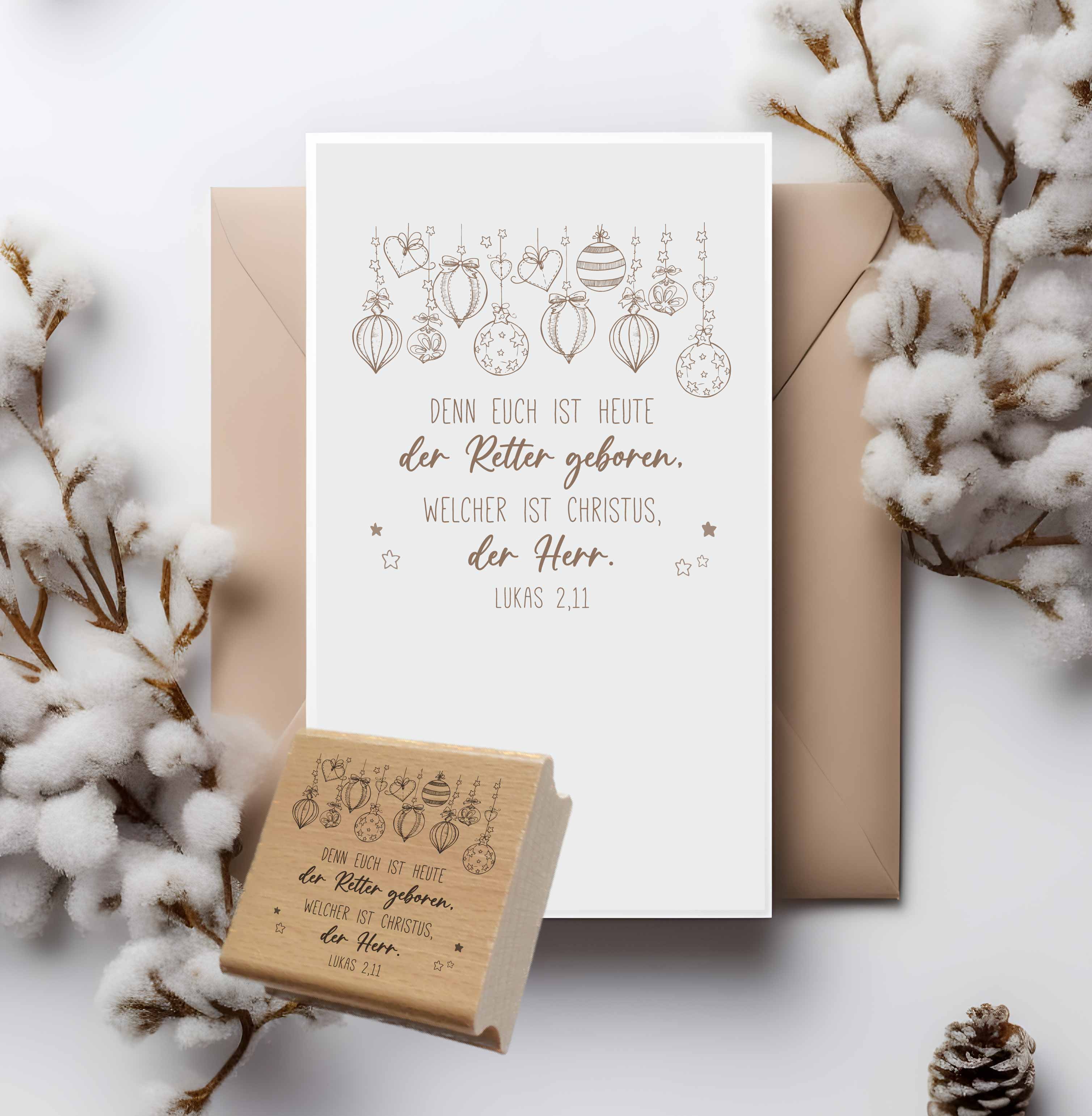 Stempel "Denn euch ist heute der Retter geboren" Lukas 2,11 | Christlicher Weihnachtsstempel | für Weihnachtspost