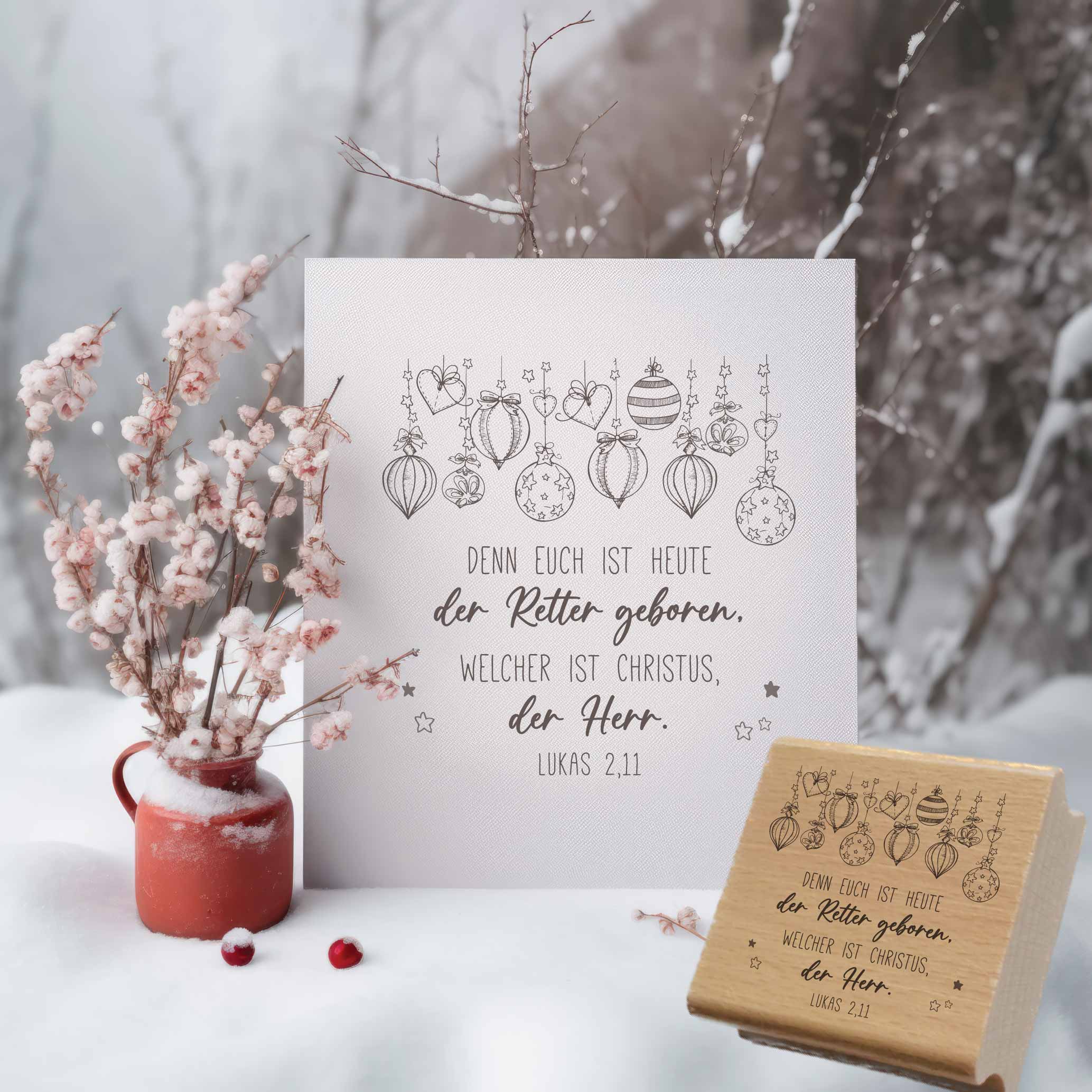 Stempel "Denn euch ist heute der Retter geboren" Lukas 2,11 | Christlicher Weihnachtsstempel | für Weihnachtspost