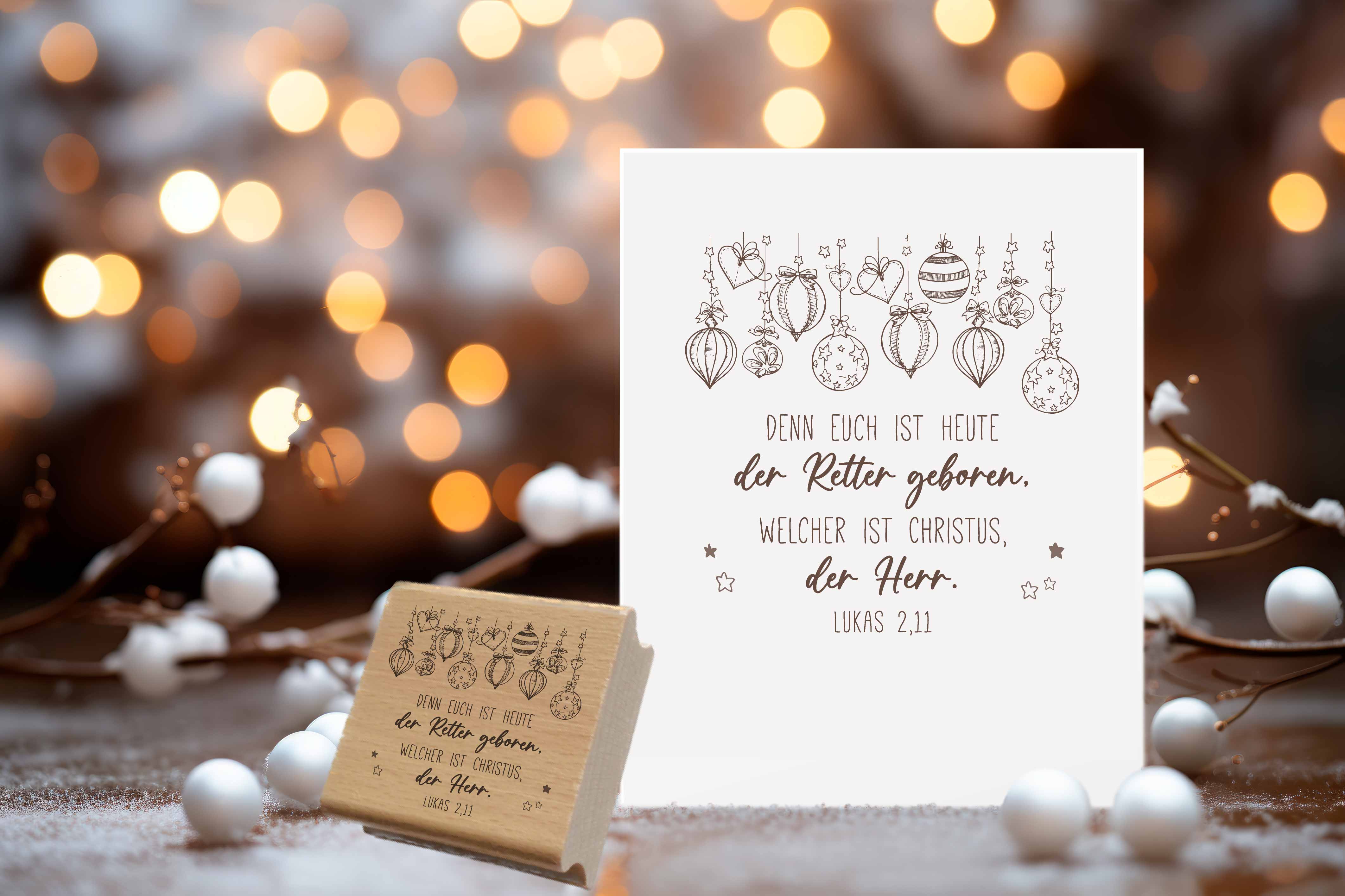 Stempel "Denn euch ist heute der Retter geboren" Lukas 2,11 | Christlicher Weihnachtsstempel | für Weihnachtspost